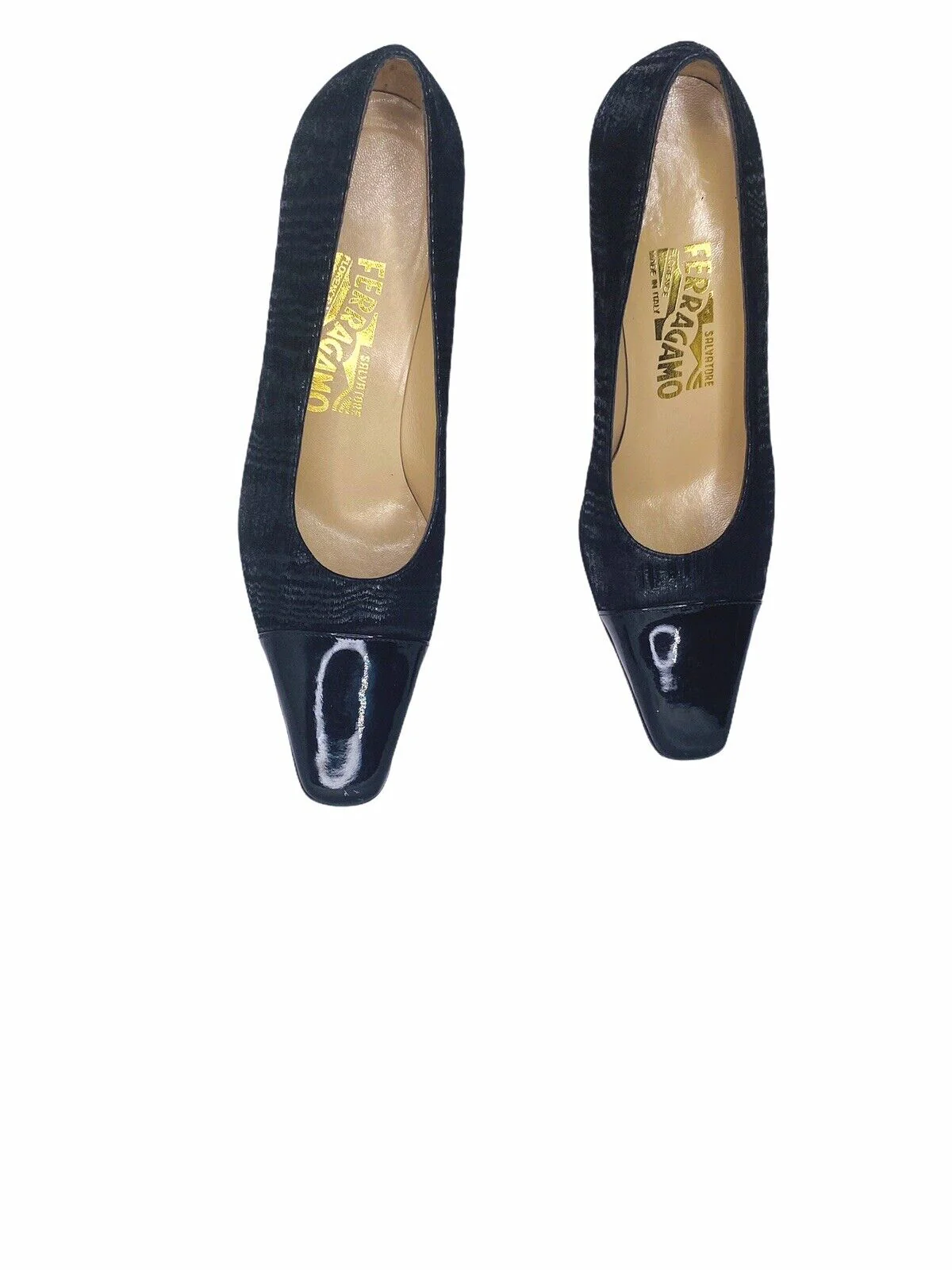 Us 7b Classic Pumps Shoes Black Patent Leather 3” Heels by Salvatore Ferragamo - Image 5