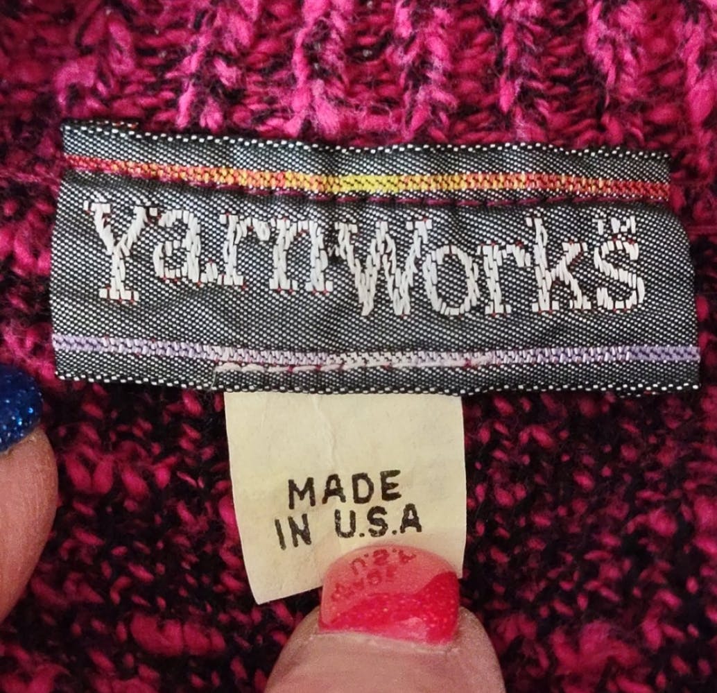 70's Raspberry Graphic Knit Sweater by Yarnworks Usa - Image 5