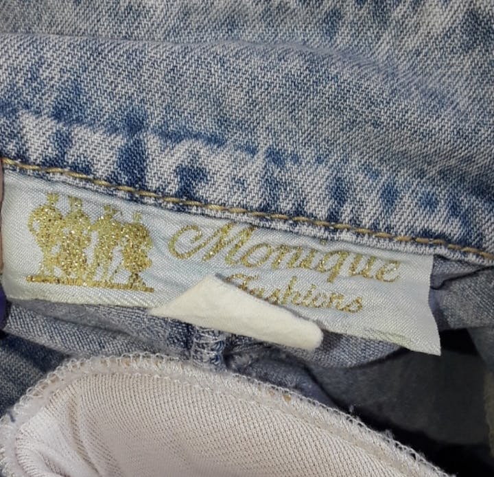 80's Acid Wash Pearl Beaded Denim Tunic Jacket by Monique Fashions - Image 8