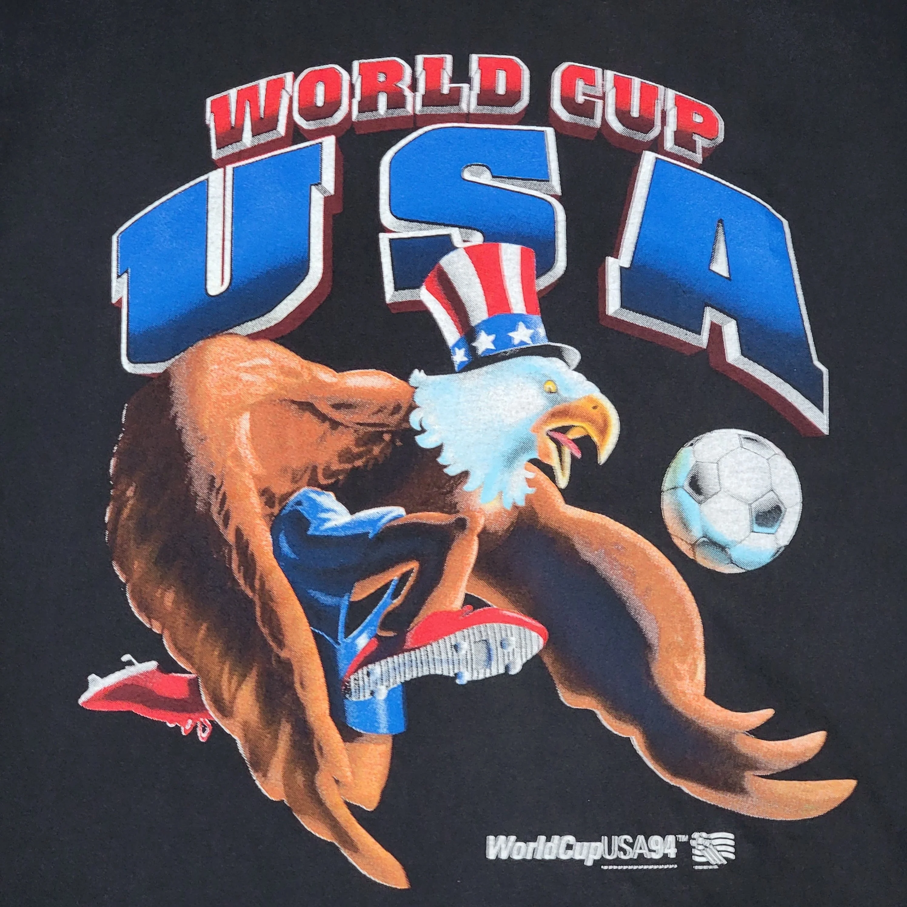 Usa Soccer Vintage 90s Bald Eagle World Cup T-Shirt Single Stitch Nutmeg Mills 1994 Usa Games L by Nutmeg Mills - Image 2