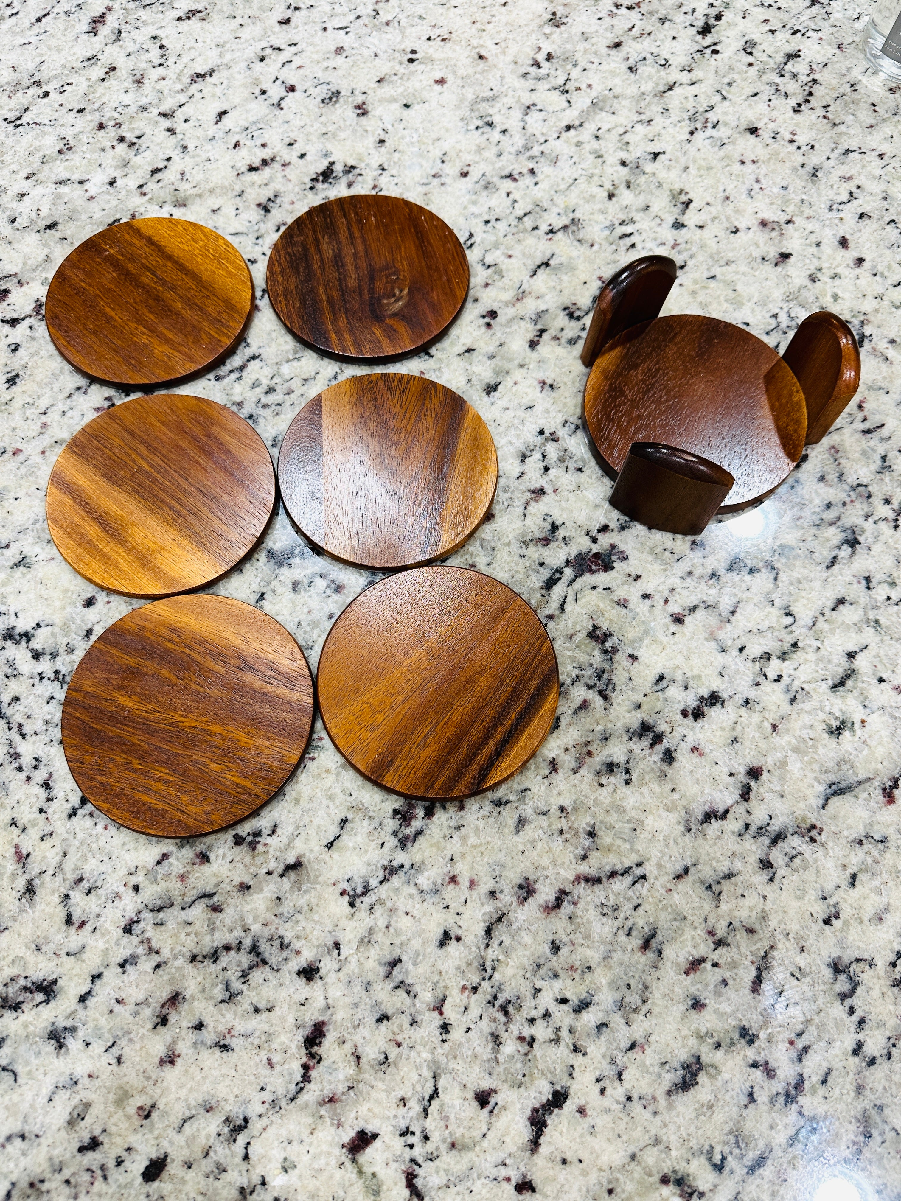 80s/90s Wooden Round 6 Count Plus Holder Coasters - Image 7