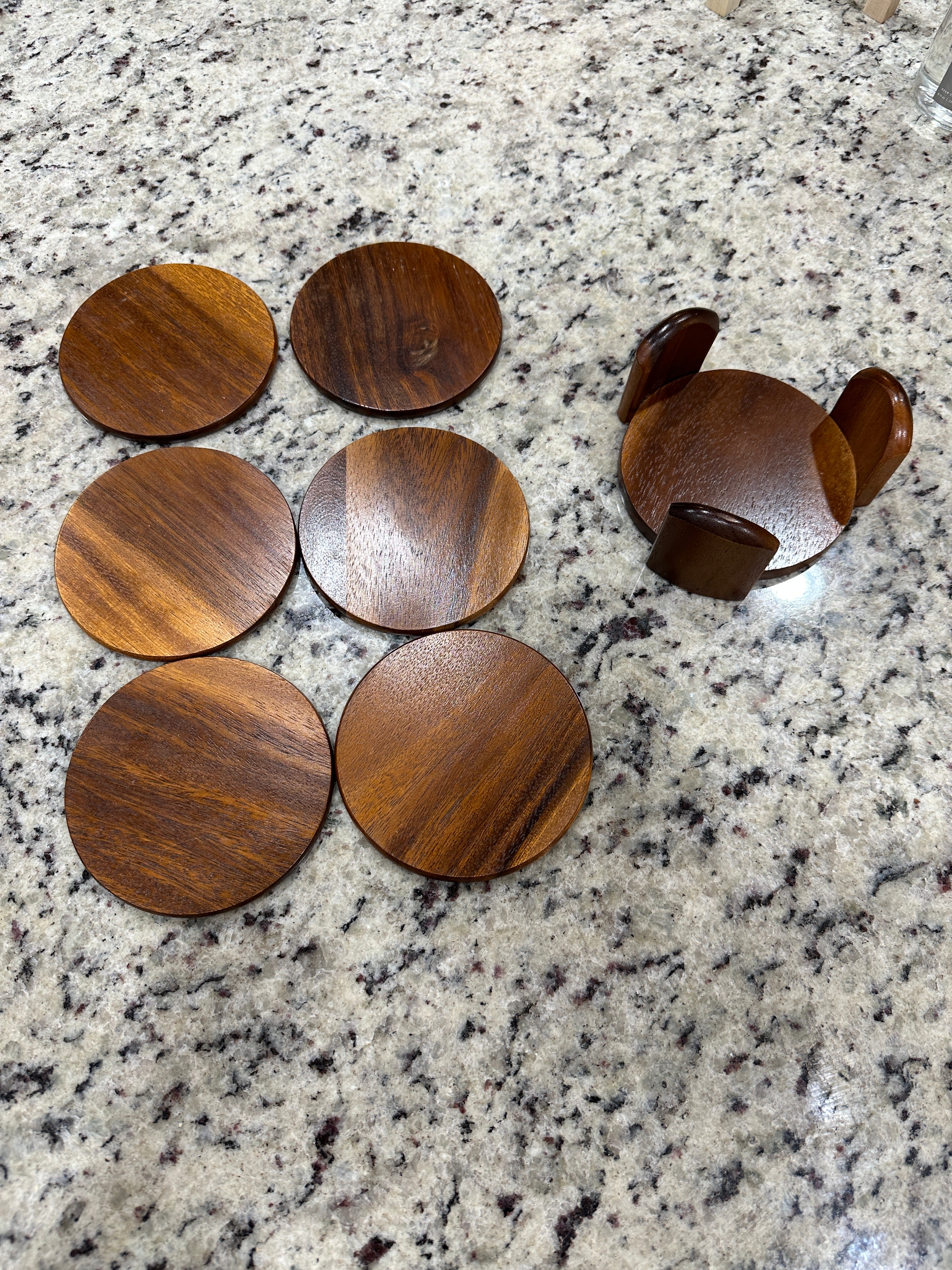 80s/90s Wooden Round 6 Count Plus Holder Coasters - Image 8