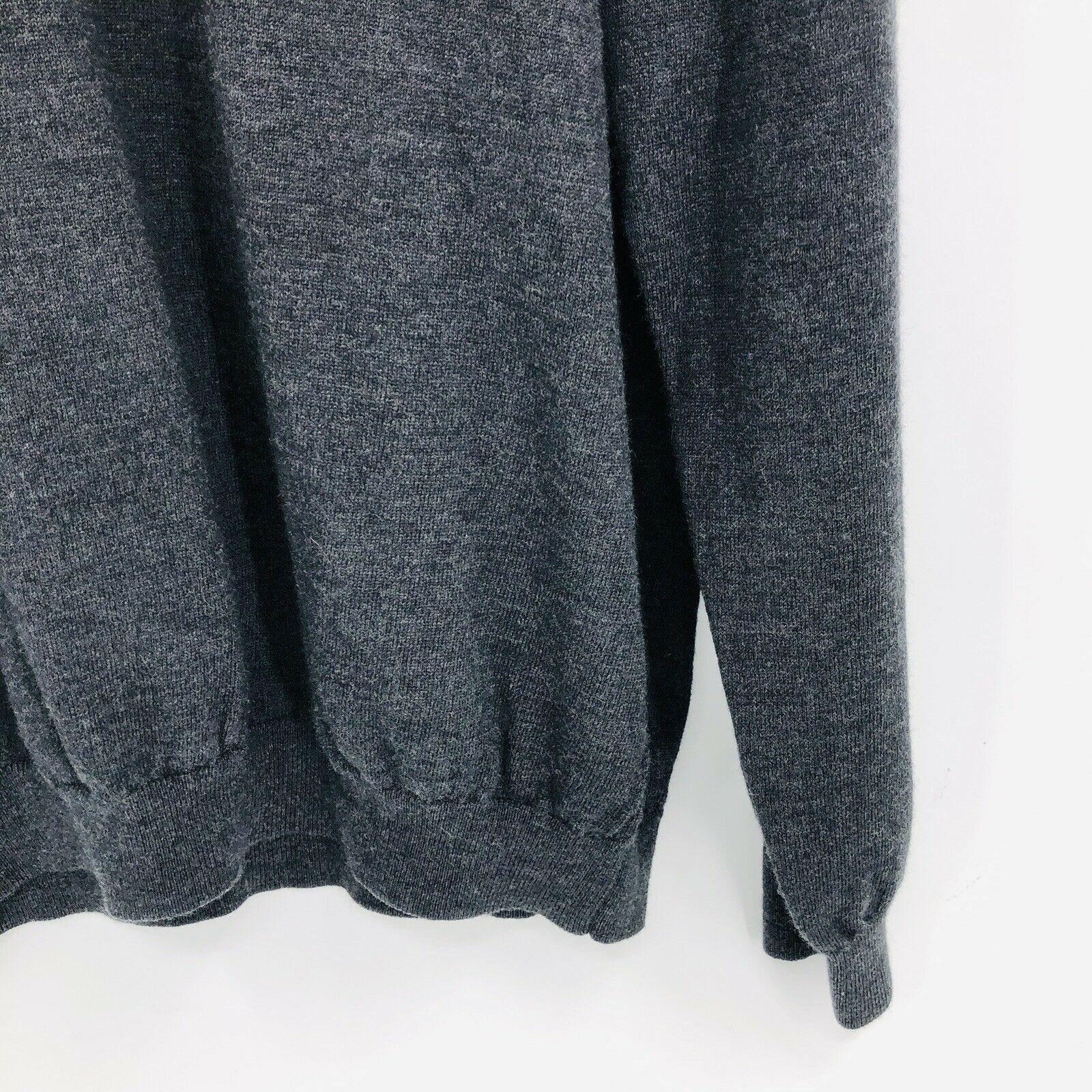 V-Neck Sweater Mens Xl 46-48 100% Wool Charcoal Gray - Super Soft! by Lands' End - Image 4