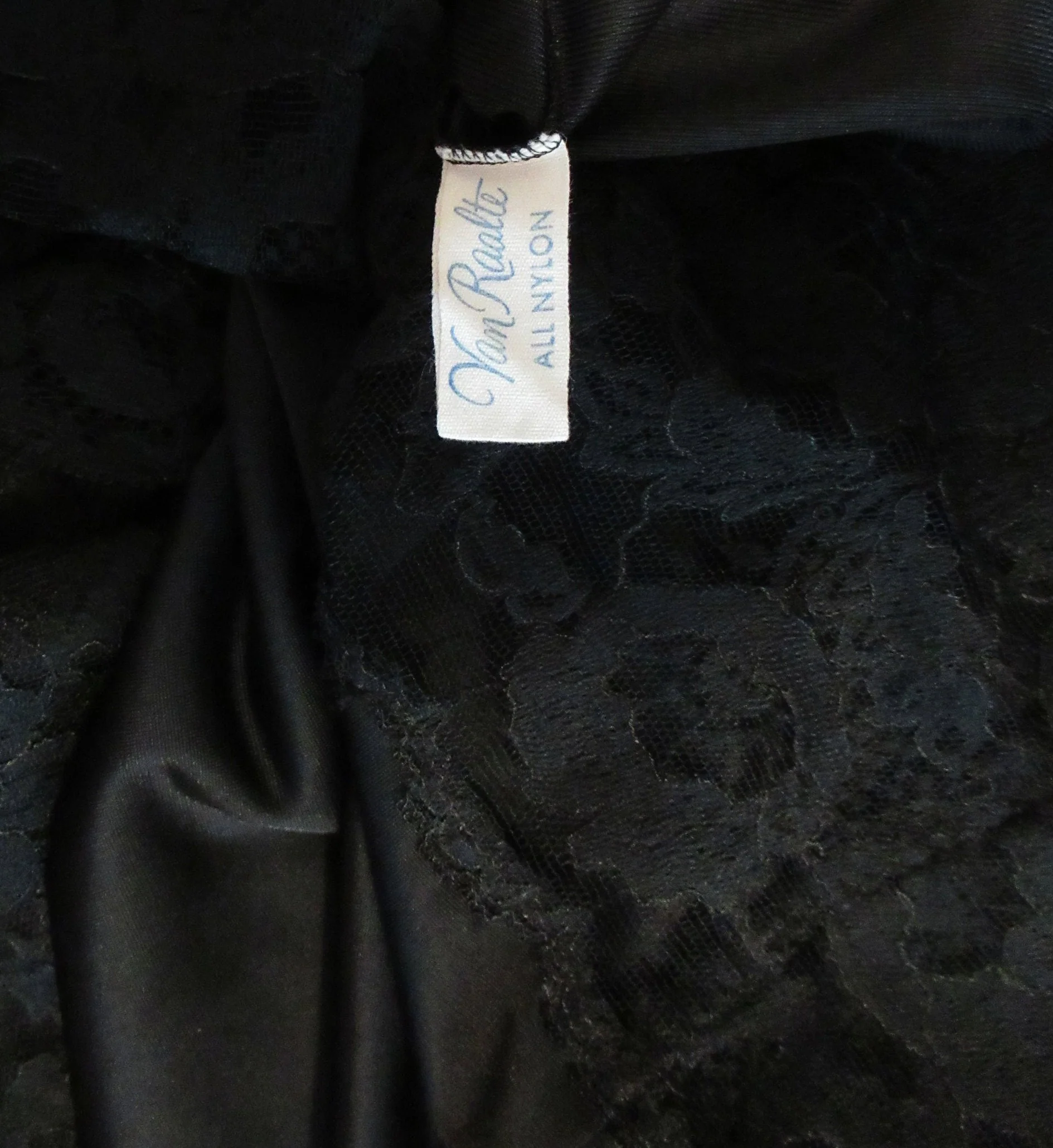 Van Raalte Slip Black Suavette Nylon Beautifully Shaped Lace Bodice Front and Back Sheer Lace Hemline Vintage by Van Raalte - Image 8