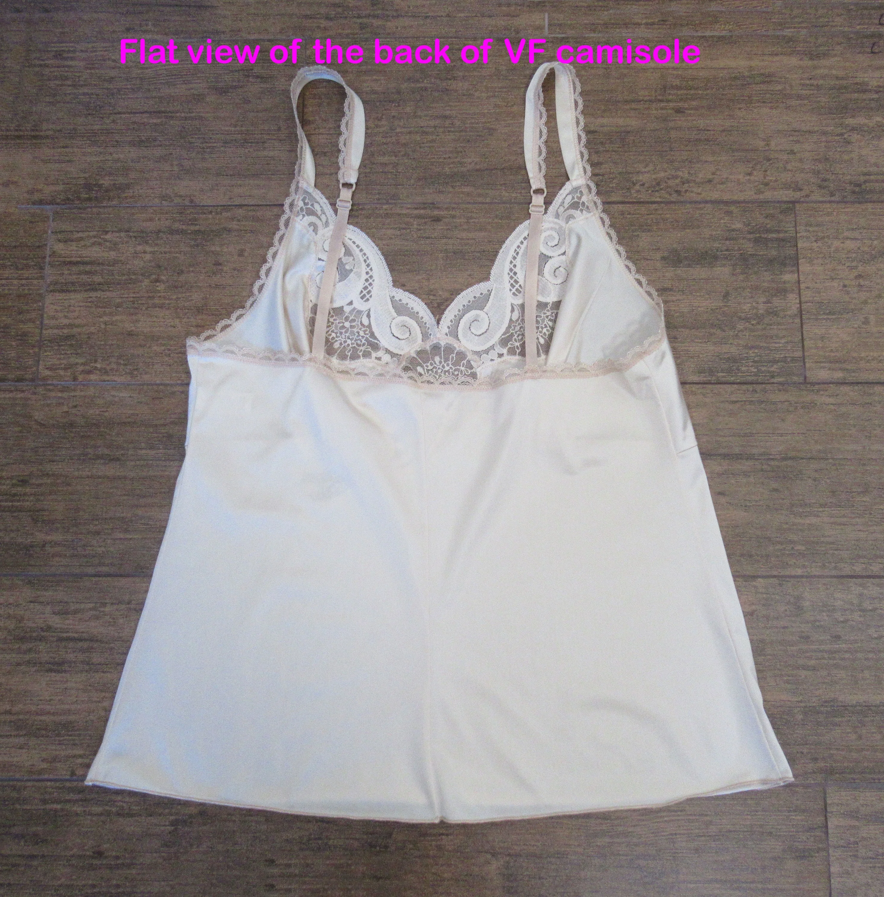 Beige Nylon Camisole Lush Floral and Scroll Lace Bodice Adjustable Straps Softly Shaped Bra Cups Vintage by Vanity Fair - Image 9