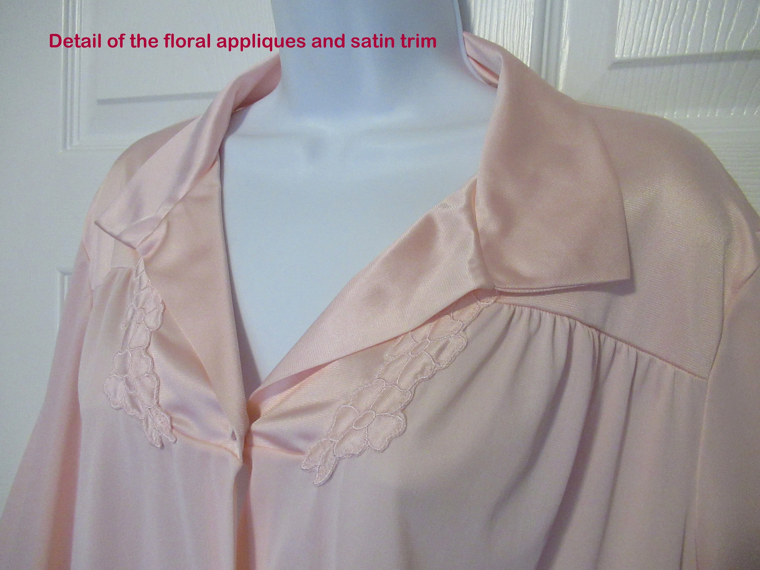 Vanity Fair Nylon Robe Pastel Pink Knee Length Elbow Length Sleeve Button Front Classic A-Line Vintage by Vanity Fair - Image 6