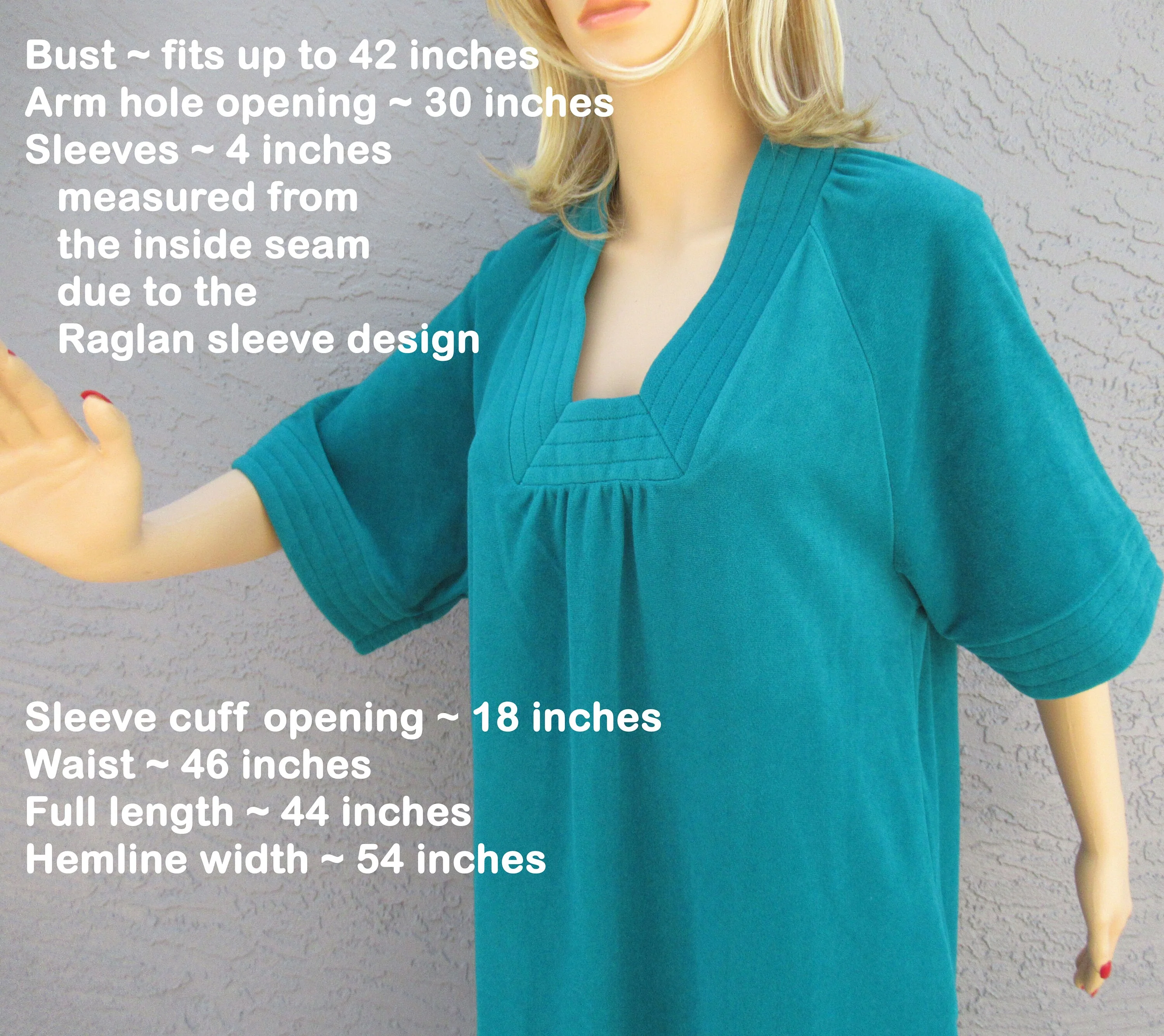 Vanity Fair Pullover Robe Or Lounge Wear Green Dacron Polyester Half Sleeve Fallwinter Style Vintage by Vanity Fair - Image 5