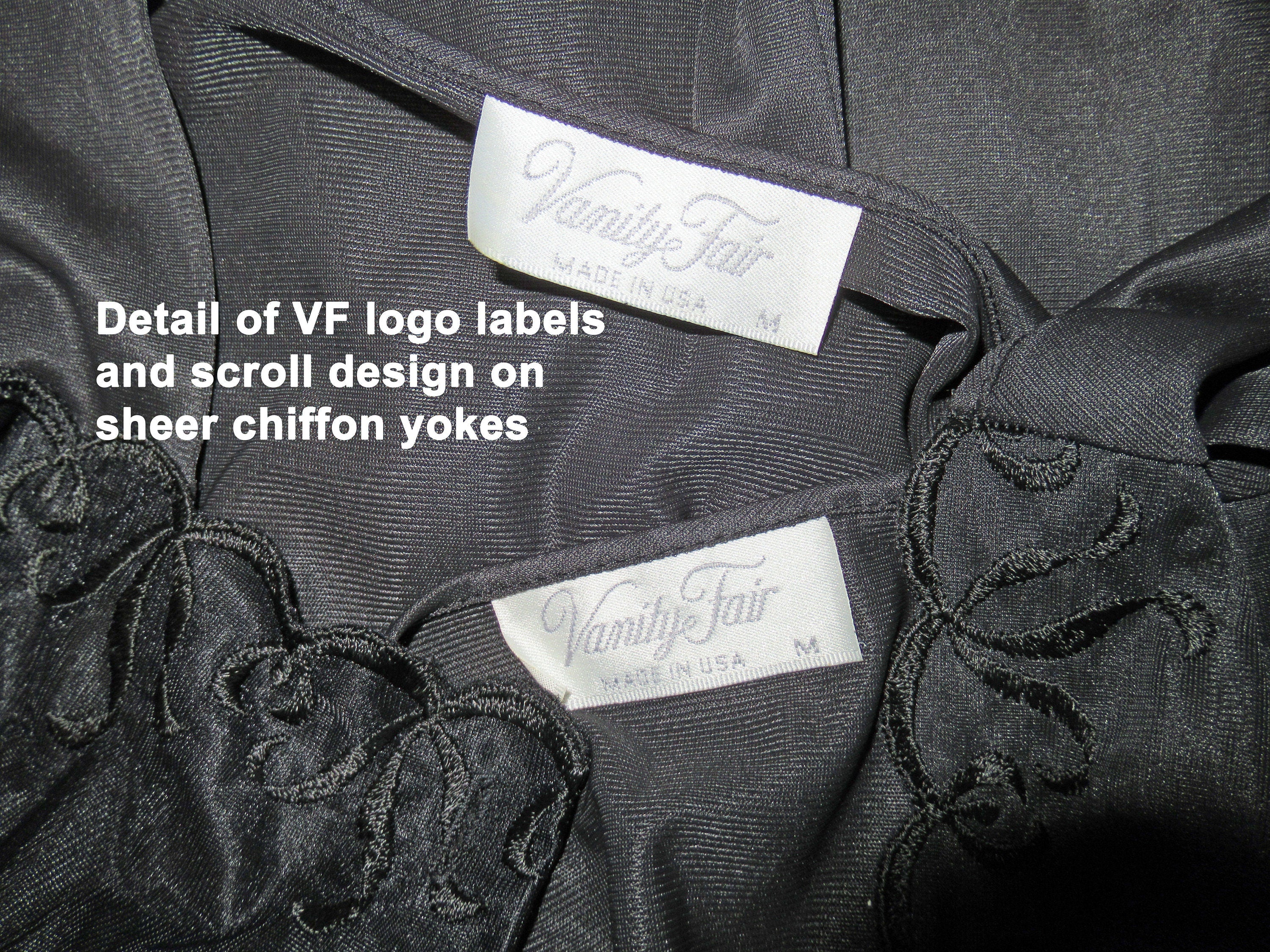 Vanity Fair Set Button Front Robe with A-Line Sleeveless Gown Black Nylon Lace Sheer Chiffon Trim Peignoir by Vanity Fair - Image 7