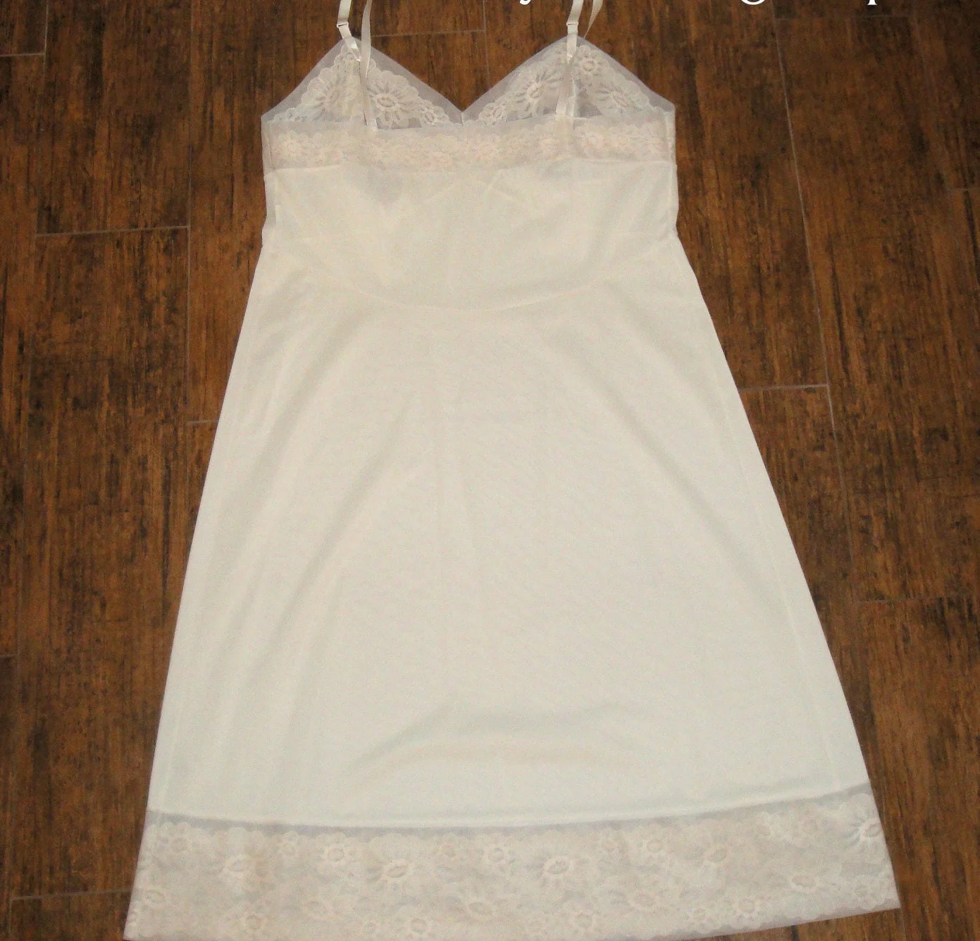 Vanity Fair Slip Lace Bodice and Hem Inserts Shaped Sheer Bodice Lace Hem Cream White Nylon by Vanity Fair - Image 10