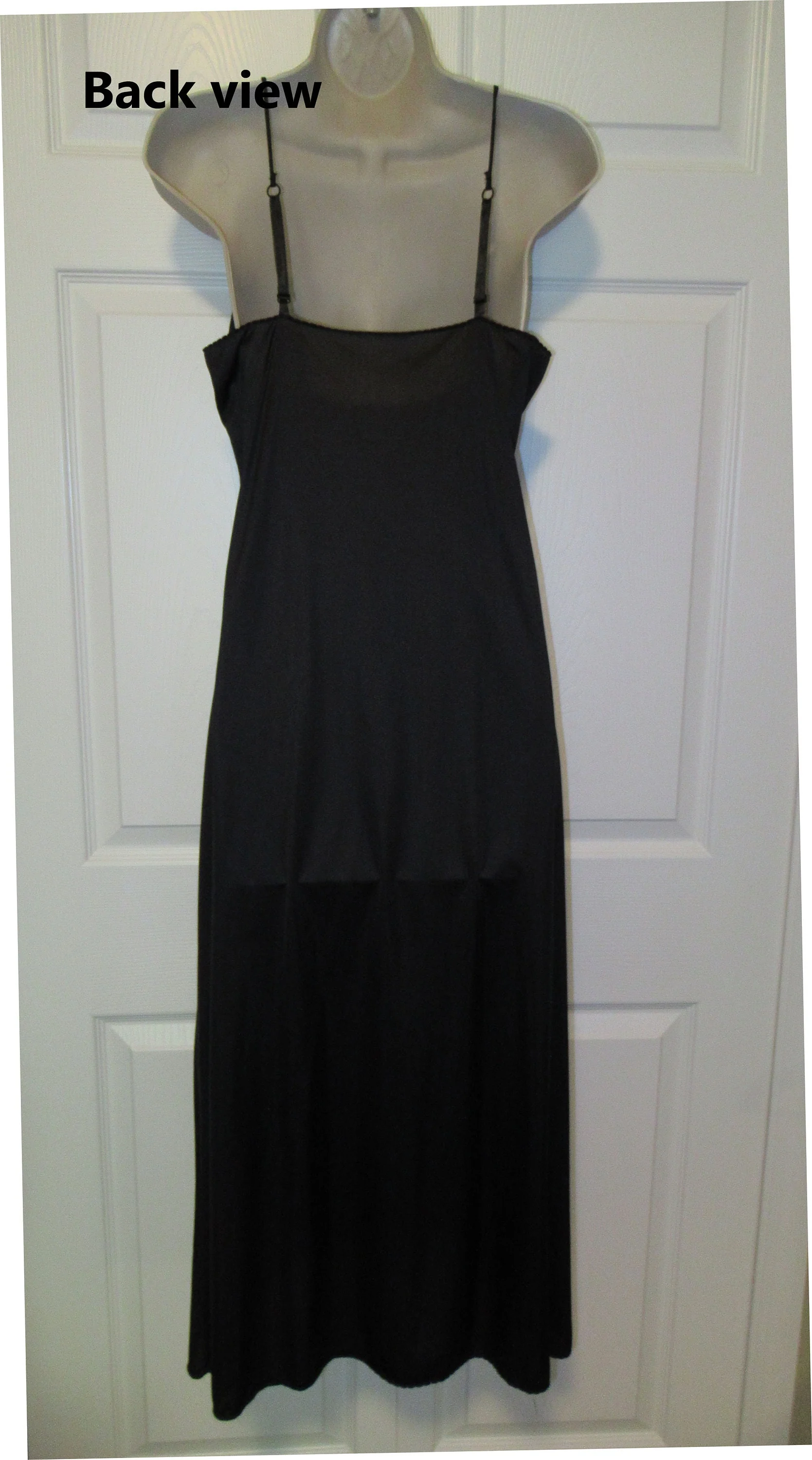 Vanity Fair Slip Or Nightgown Black Nylon Longer Length Adjustable Spaghetti Straps Chic Without Lace A-Line Shape by Vanity Fair - Image 10