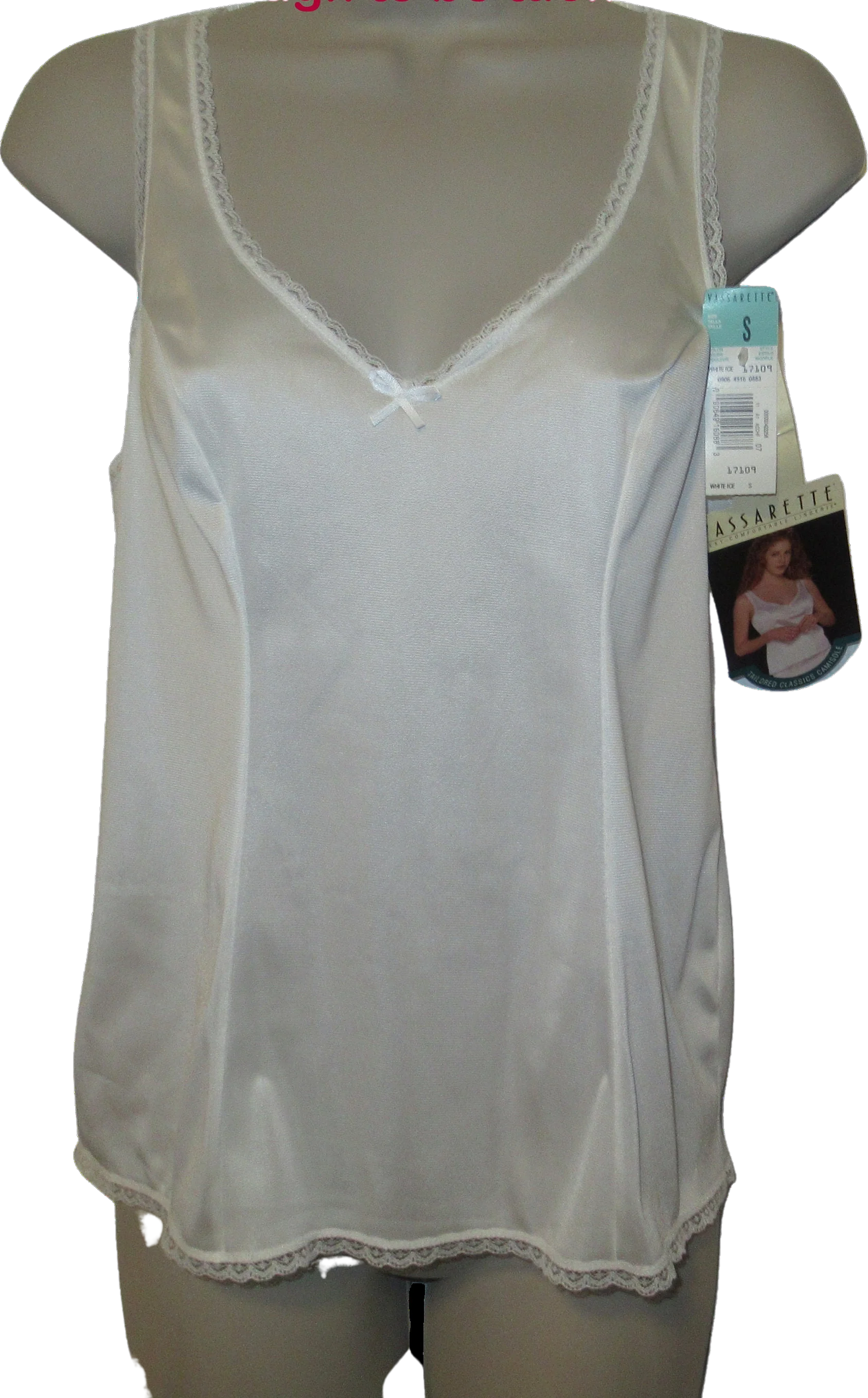 Vassarette Camisole Bright White Nylon Lace Trim S Attached Style Is Called White Ice Vintage Charm by Vassarette
