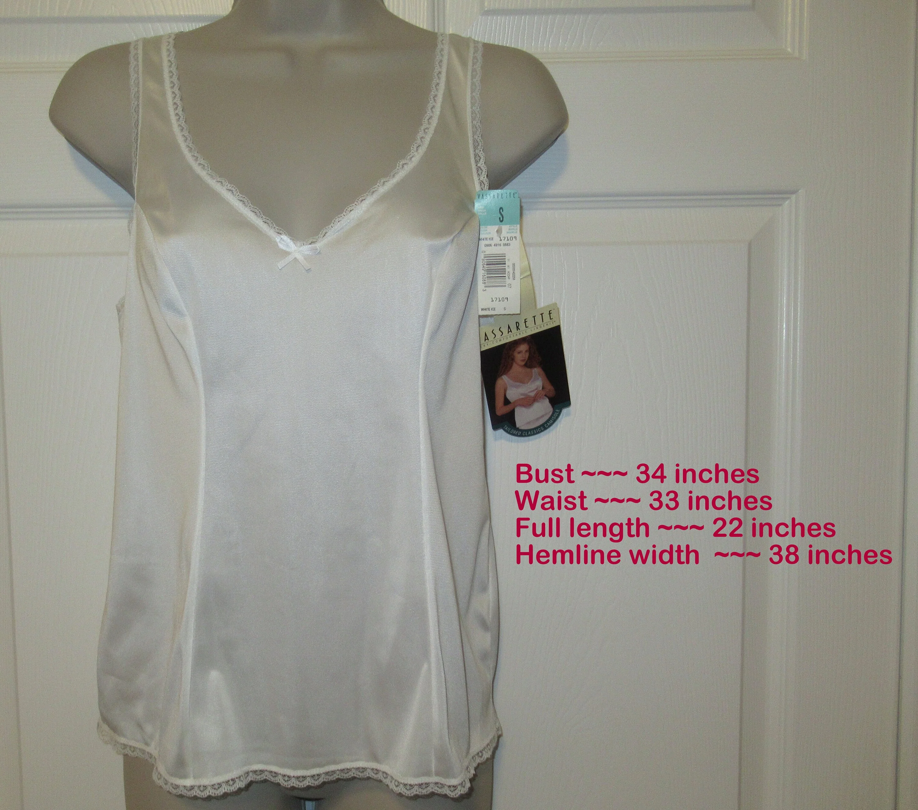 Vassarette Camisole Bright White Nylon Lace Trim S Attached Style Is Called White Ice Vintage Charm by Vassarette - Image 7