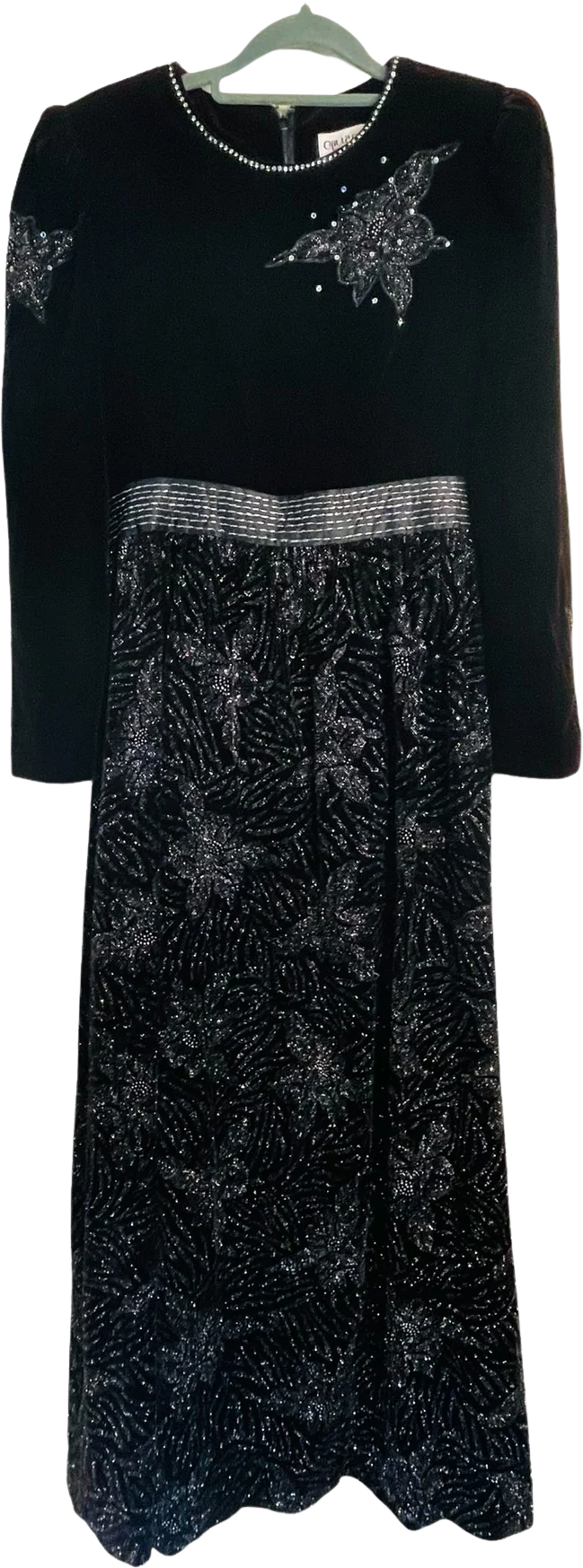 Velvet Burgundy Maroon Floral Maxi Dress By Annaliza Chauri