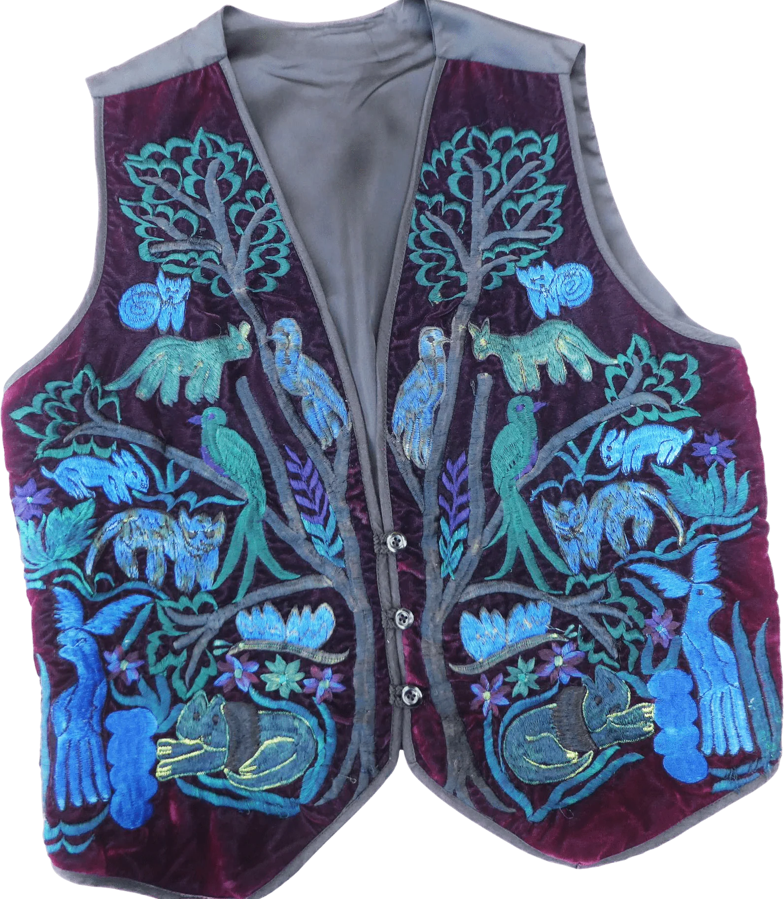 Velvet Embroidered Vest Evening Enchanted Forest L By Guatemalan