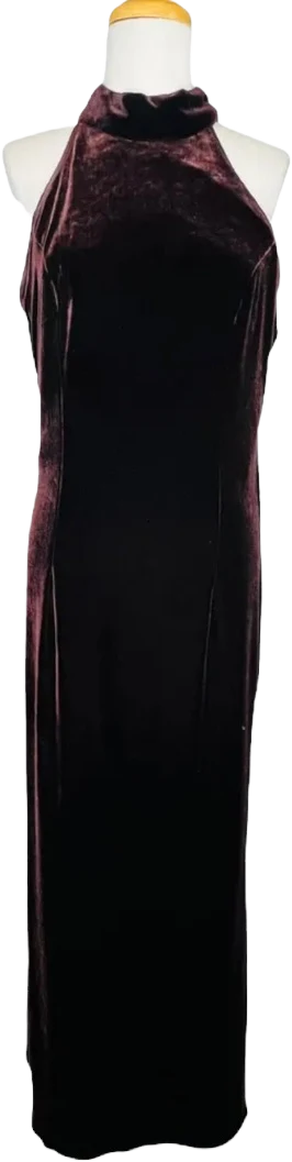 Velvet Formal Maxi Dress Lace Racerback Velour Brown 14 by Dave & Johnny