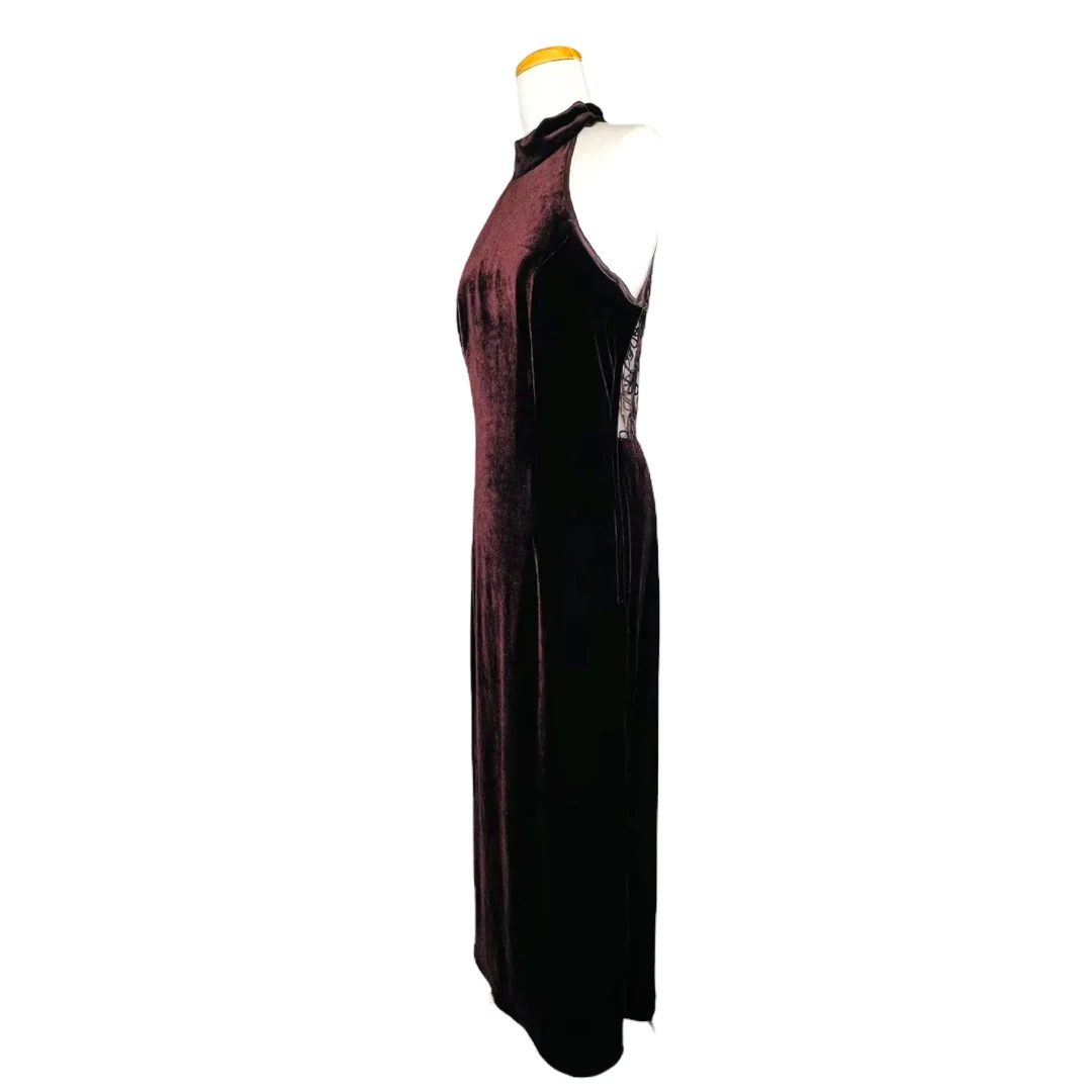 Velvet Formal Maxi Dress Lace Racerback Velour Brown 14 by Dave & Johnny - Image 4