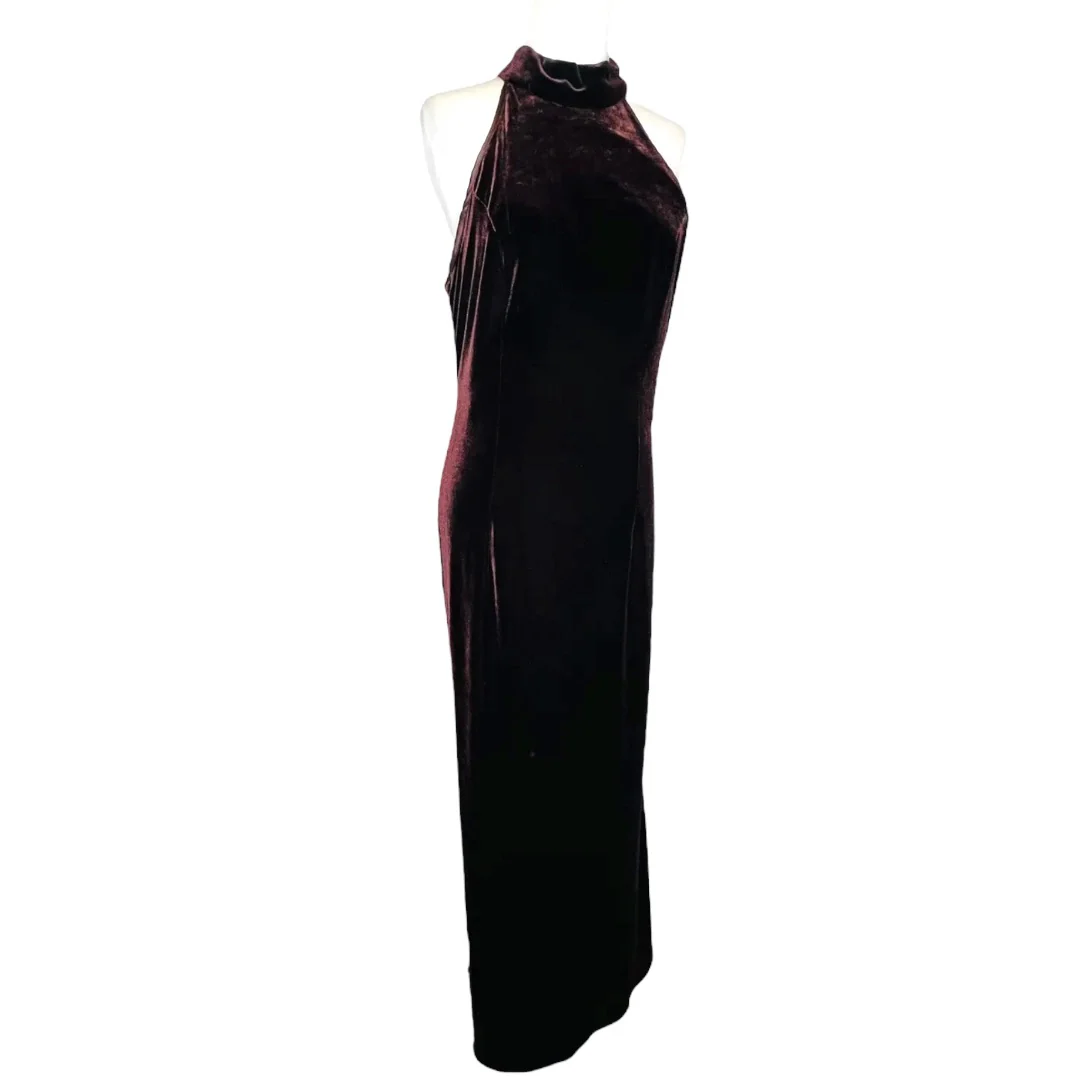 Velvet Formal Maxi Dress Lace Racerback Velour Brown 14 by Dave & Johnny - Image 6