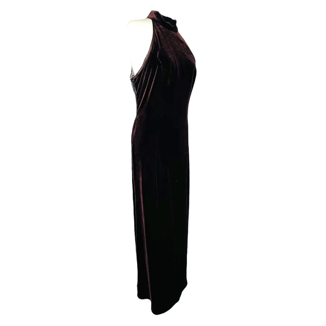 Velvet Formal Maxi Dress Lace Racerback Velour Brown 14 by Dave & Johnny - Image 8