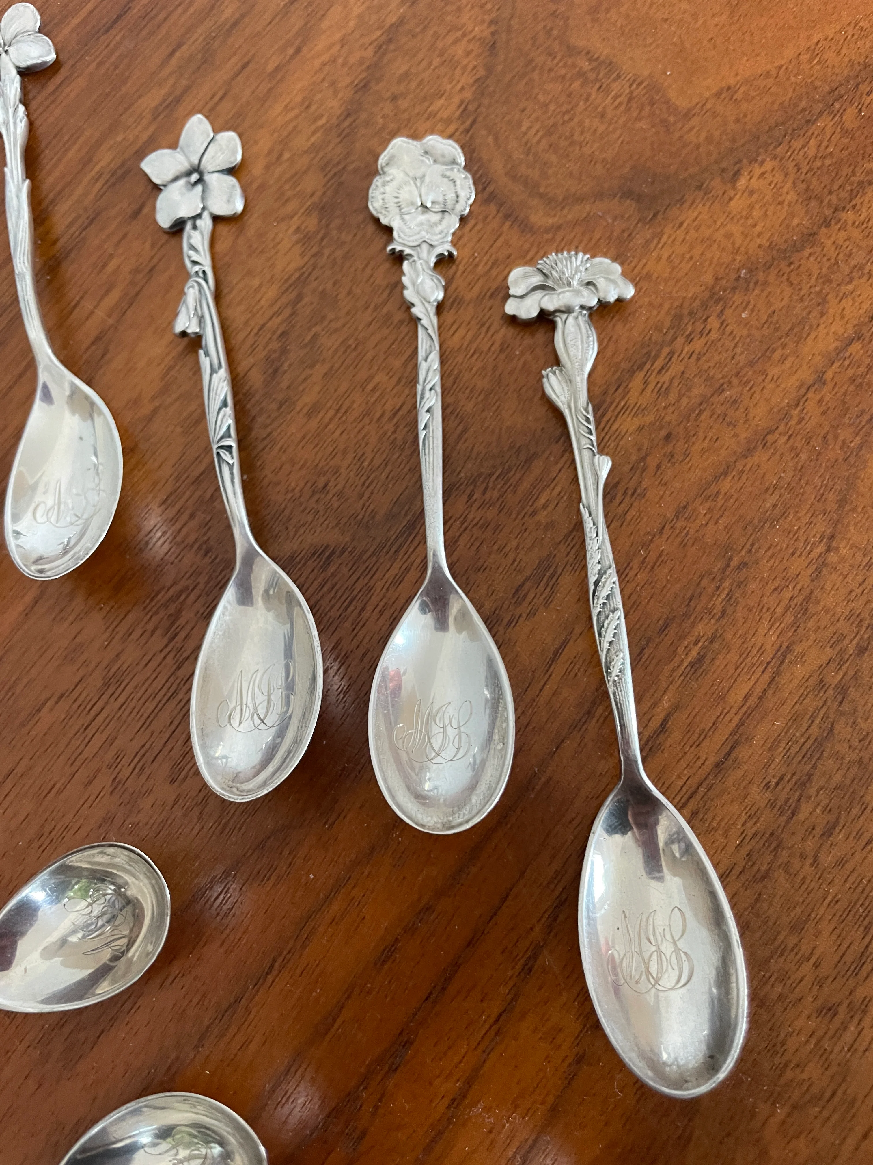 Victorian 12 Floral Demitasse Spoon 1885 Sterling Silver by Tiffany & Co - Image 5