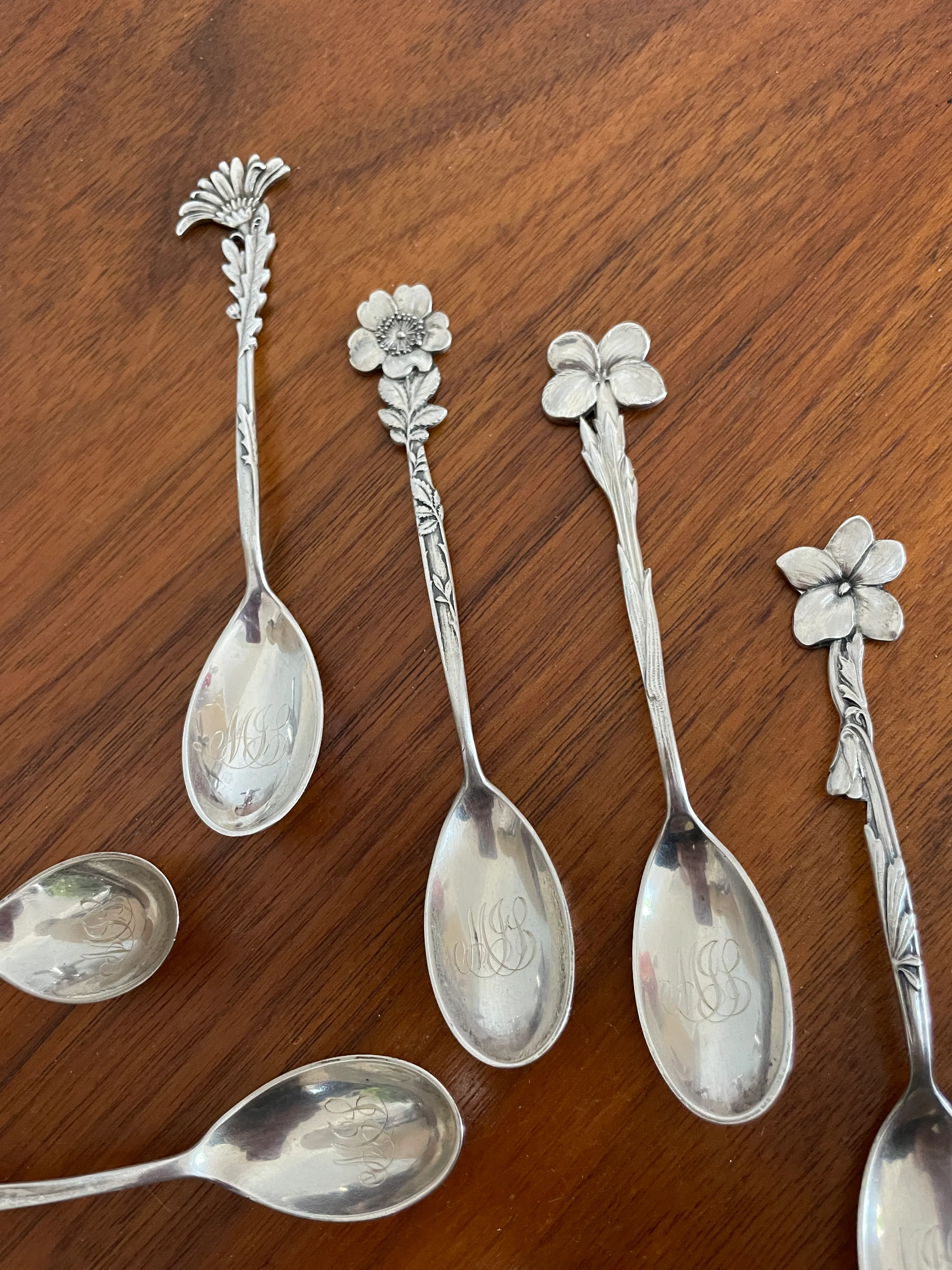 Victorian 12 Floral Demitasse Spoon 1885 Sterling Silver by Tiffany & Co - Image 6