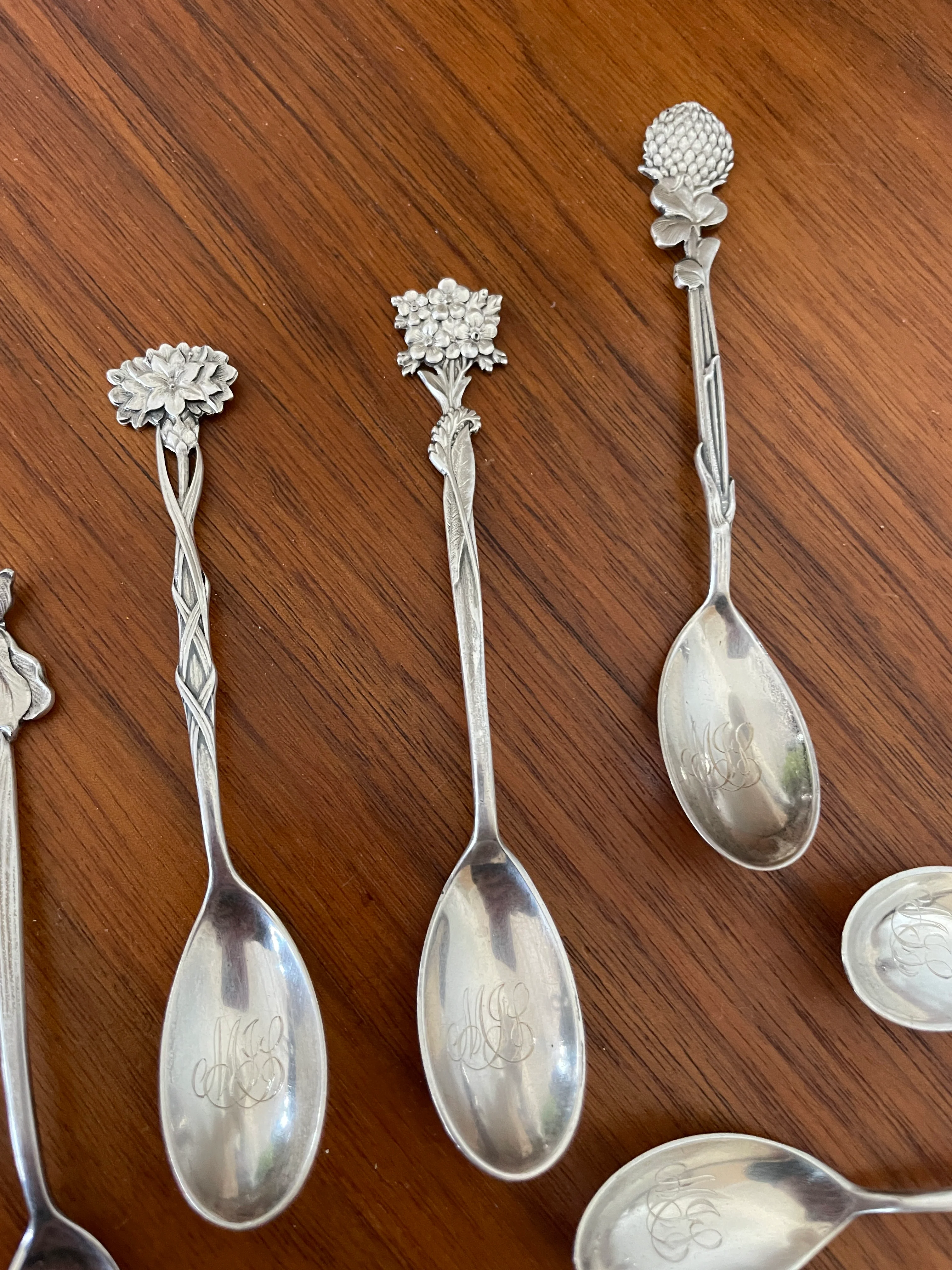 Victorian 12 Floral Demitasse Spoon 1885 Sterling Silver by Tiffany & Co - Image 7