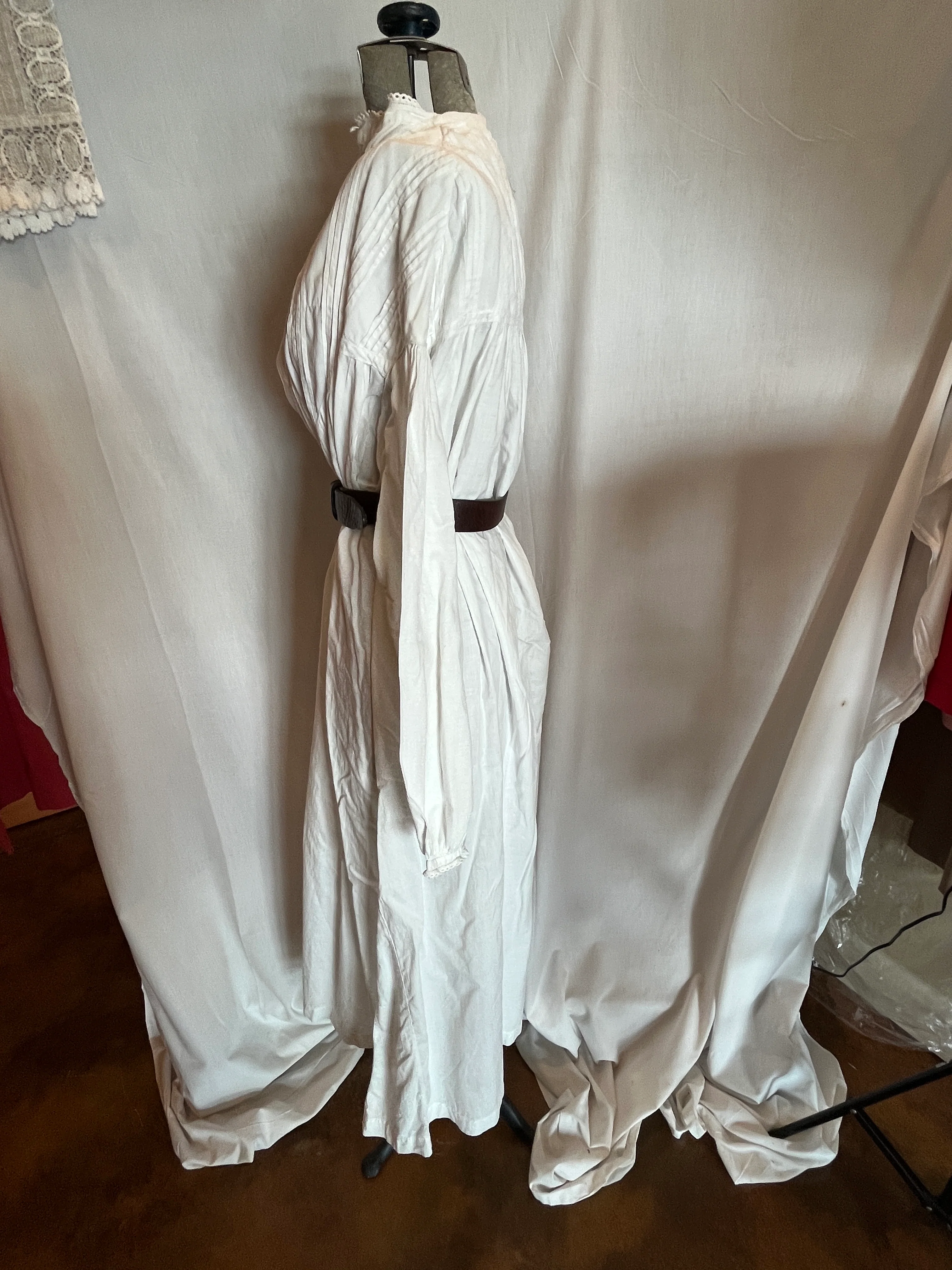 Victorian 1890 Quaker White Cotton Nightgown Trousseau - Image 4