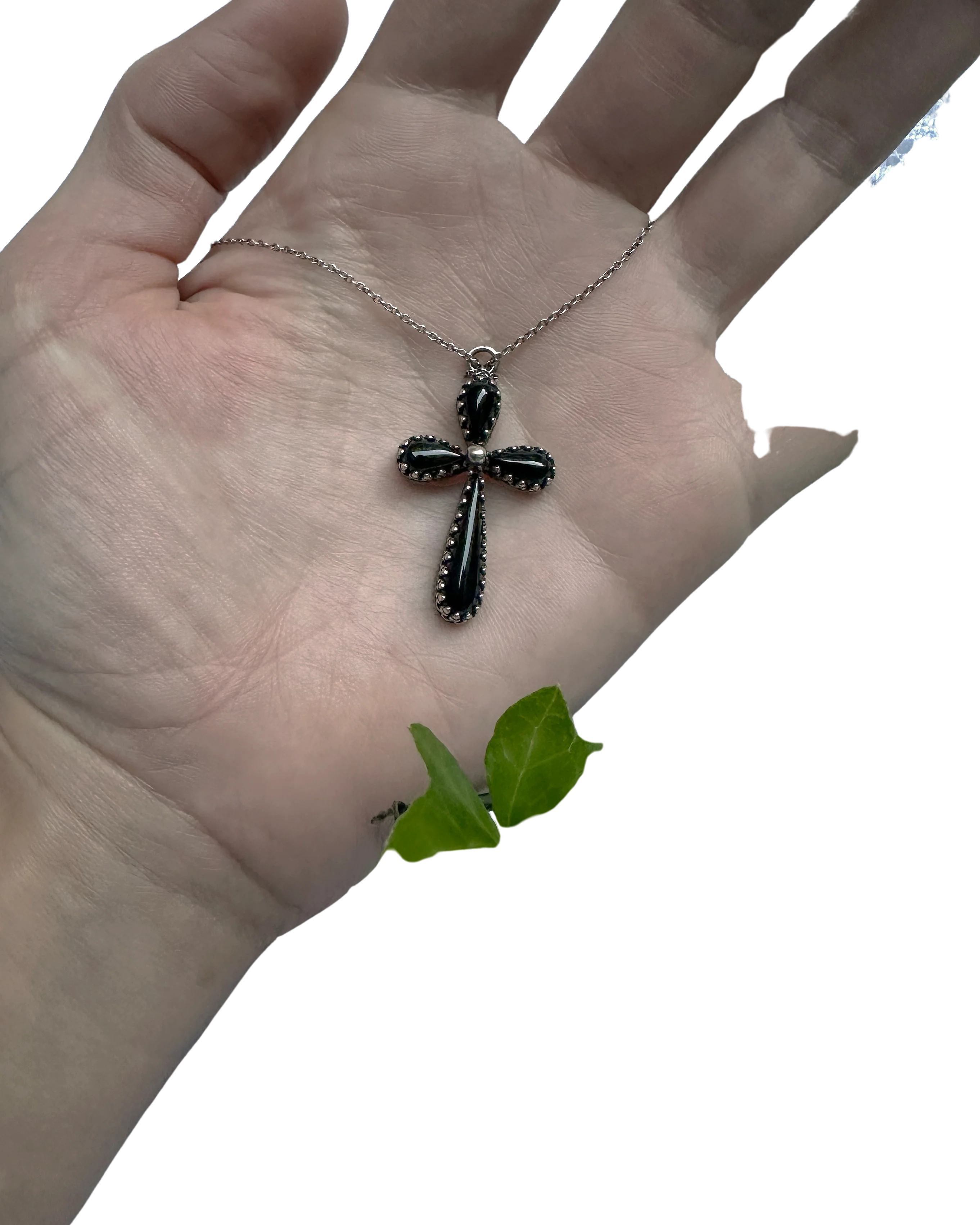 Victorian Antique Cabochon Onyx Cross Pendant