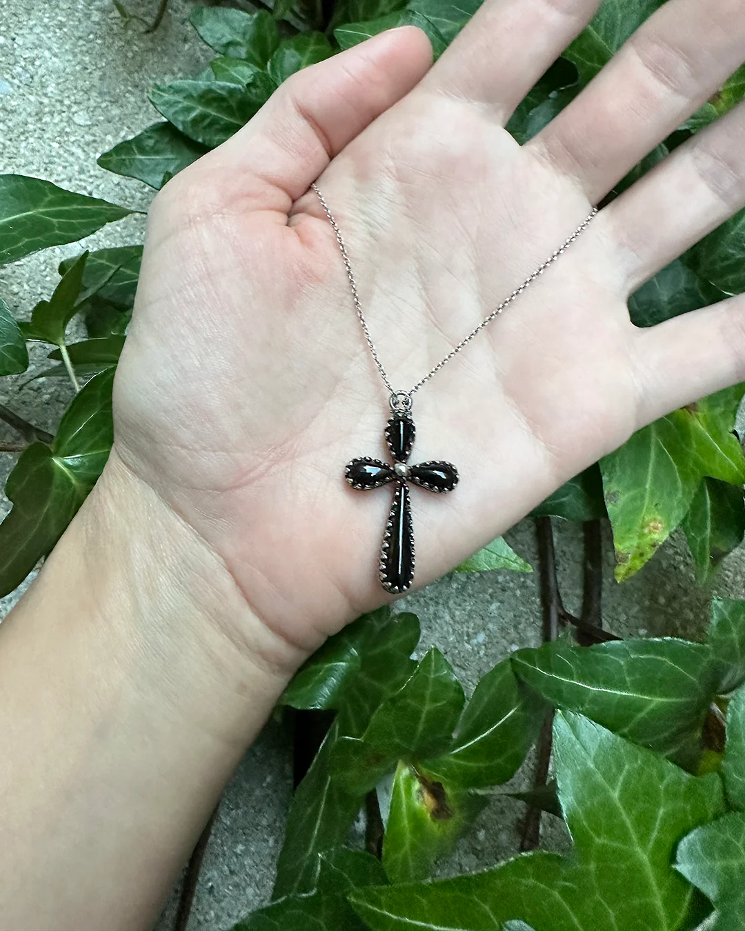 Victorian Antique Cabochon Onyx Cross Pendant - Image 6