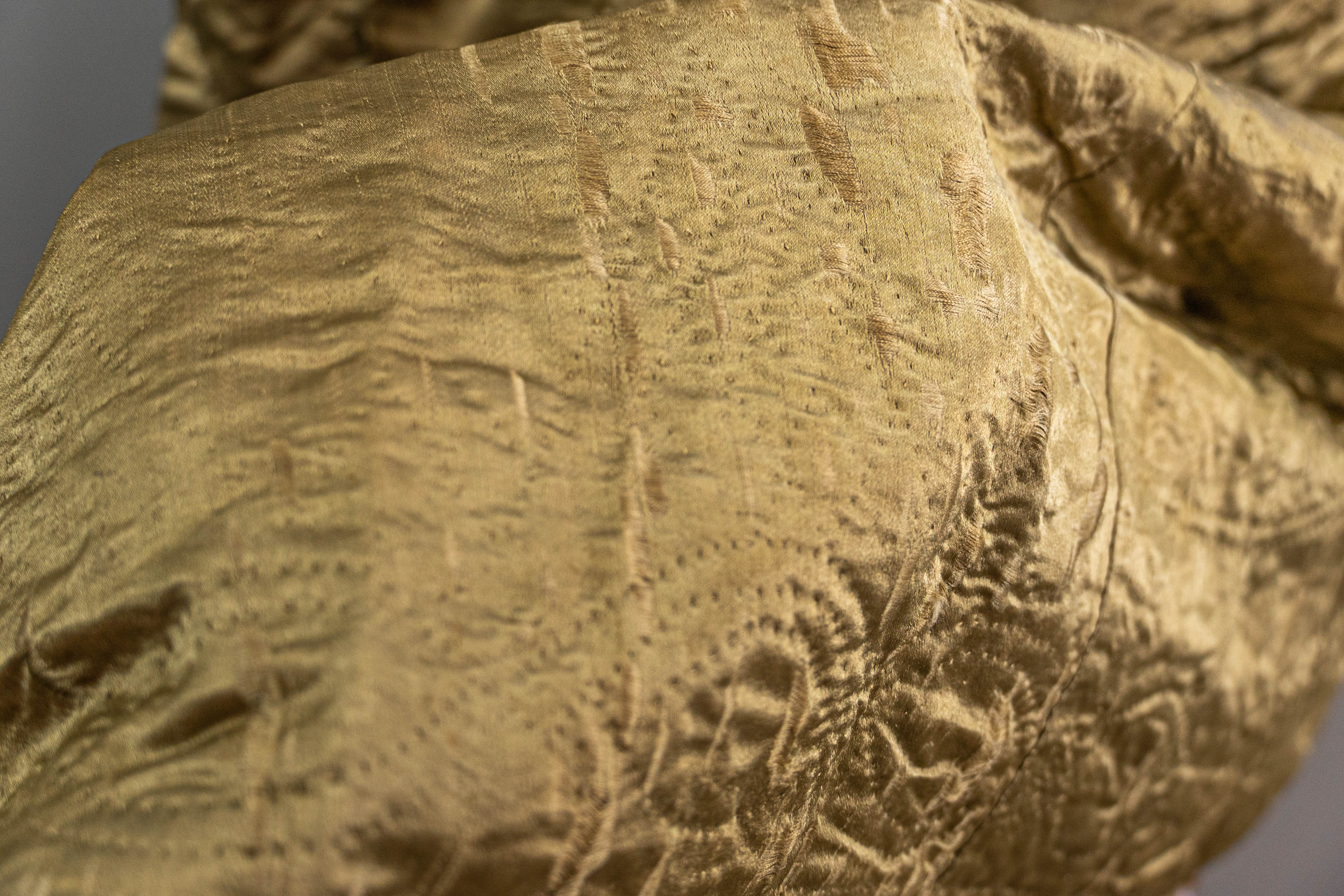 Victorian Antique Hand Quilted Green Silk Petticoat As-is By 1840s-1850s - Image 8