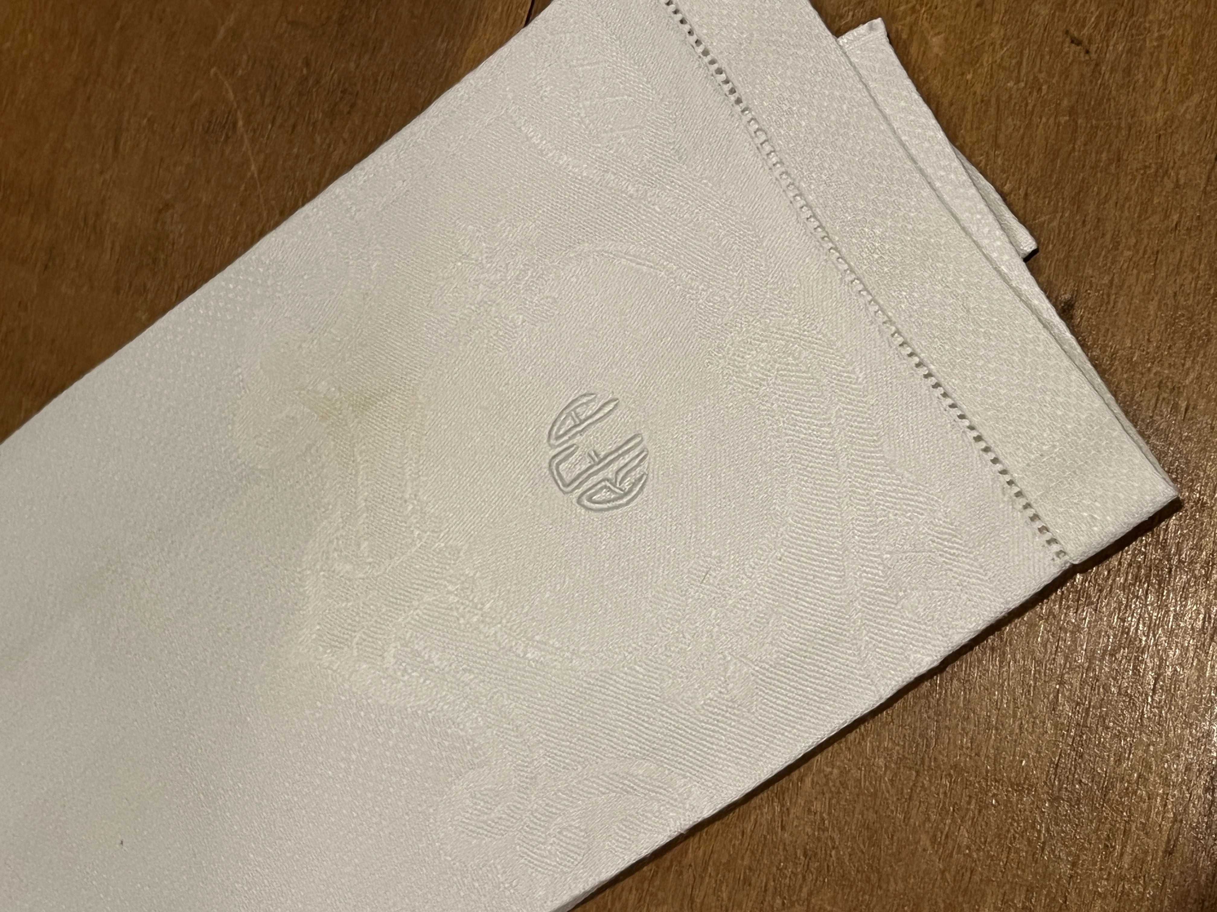 Victorian Antique Monogrammed Cotton Damask Napkins Rfa - Image 5