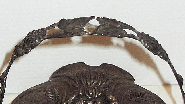 Victorian Art Nouveau Serving Tray Floral Dish Catch All Unpolished - Image 4