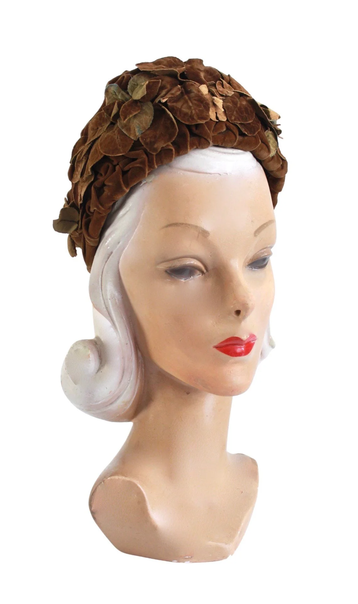 Victorian Brown Velvet Autumn Leaves Bonnet - Image 4