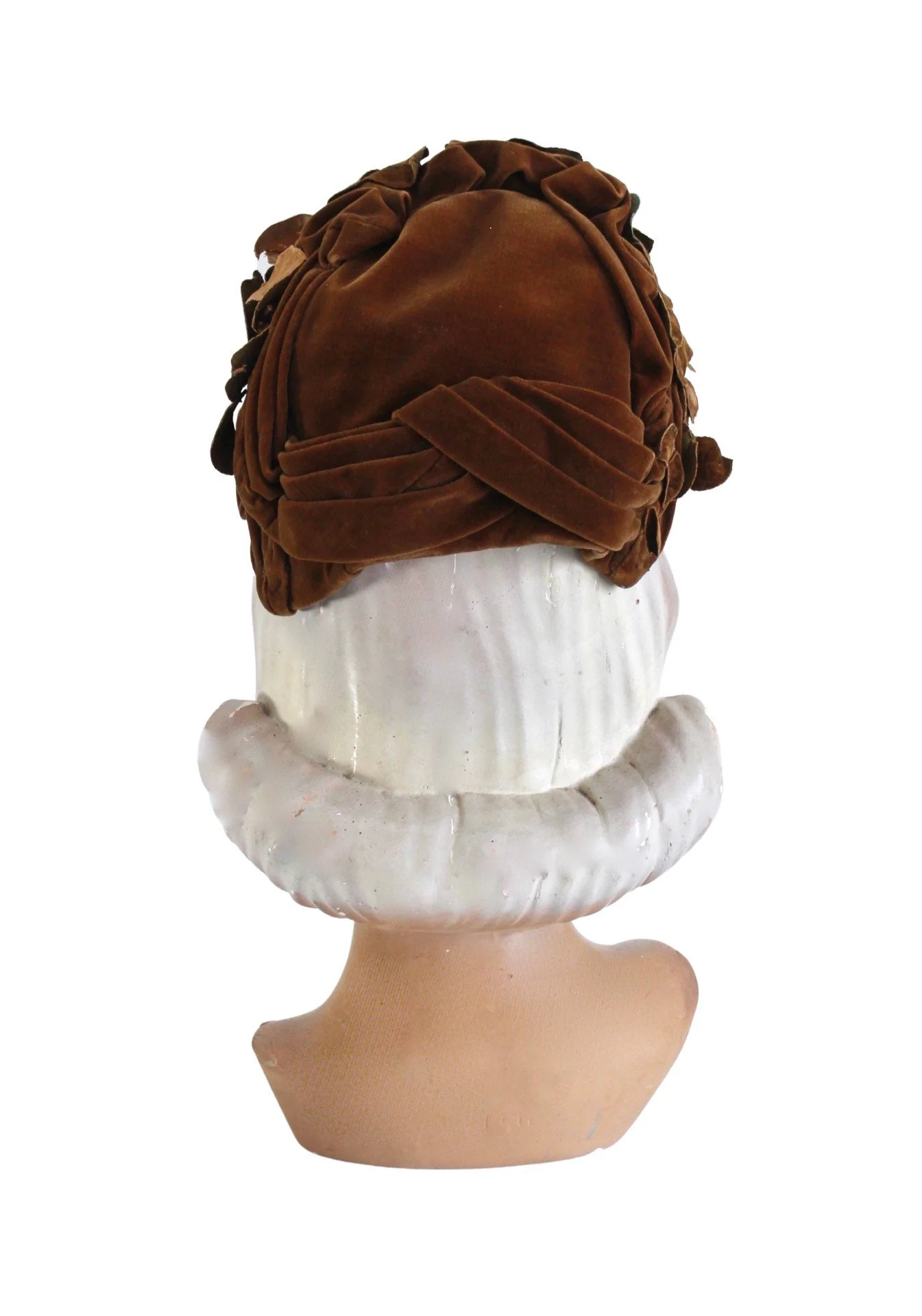 Victorian Brown Velvet Autumn Leaves Bonnet - Image 6