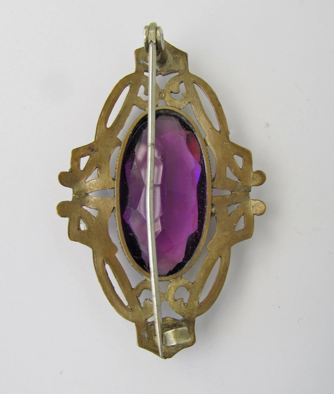 Victorian Large Art Nouveau Amethyst Sash Pin Brooch - Image 2