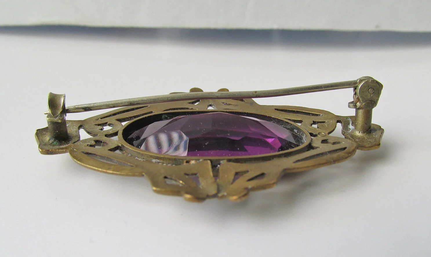 Victorian Large Art Nouveau Amethyst Sash Pin Brooch - Image 3