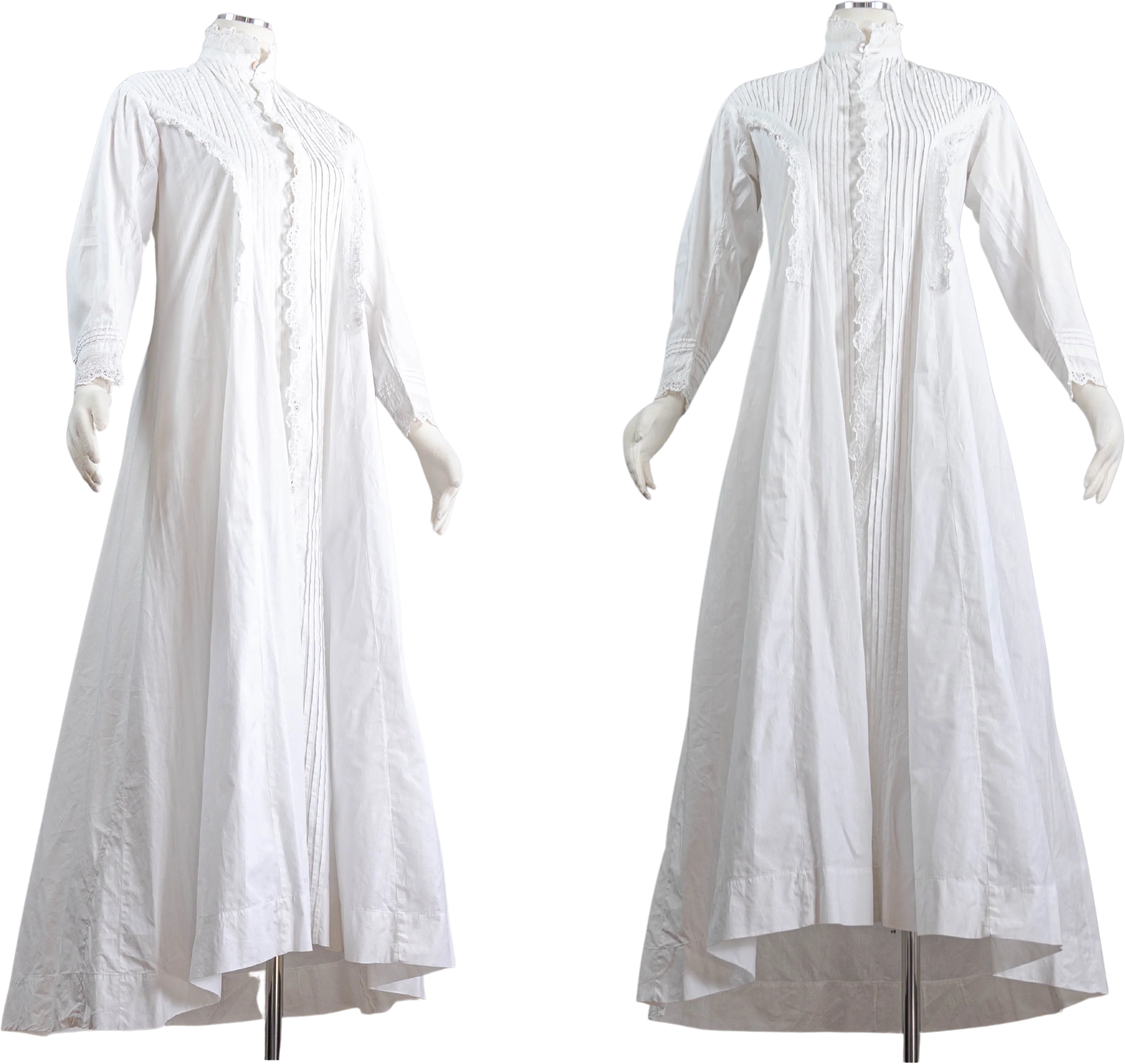 Victorian Pin-tucked White Linen Nightgown Small Train