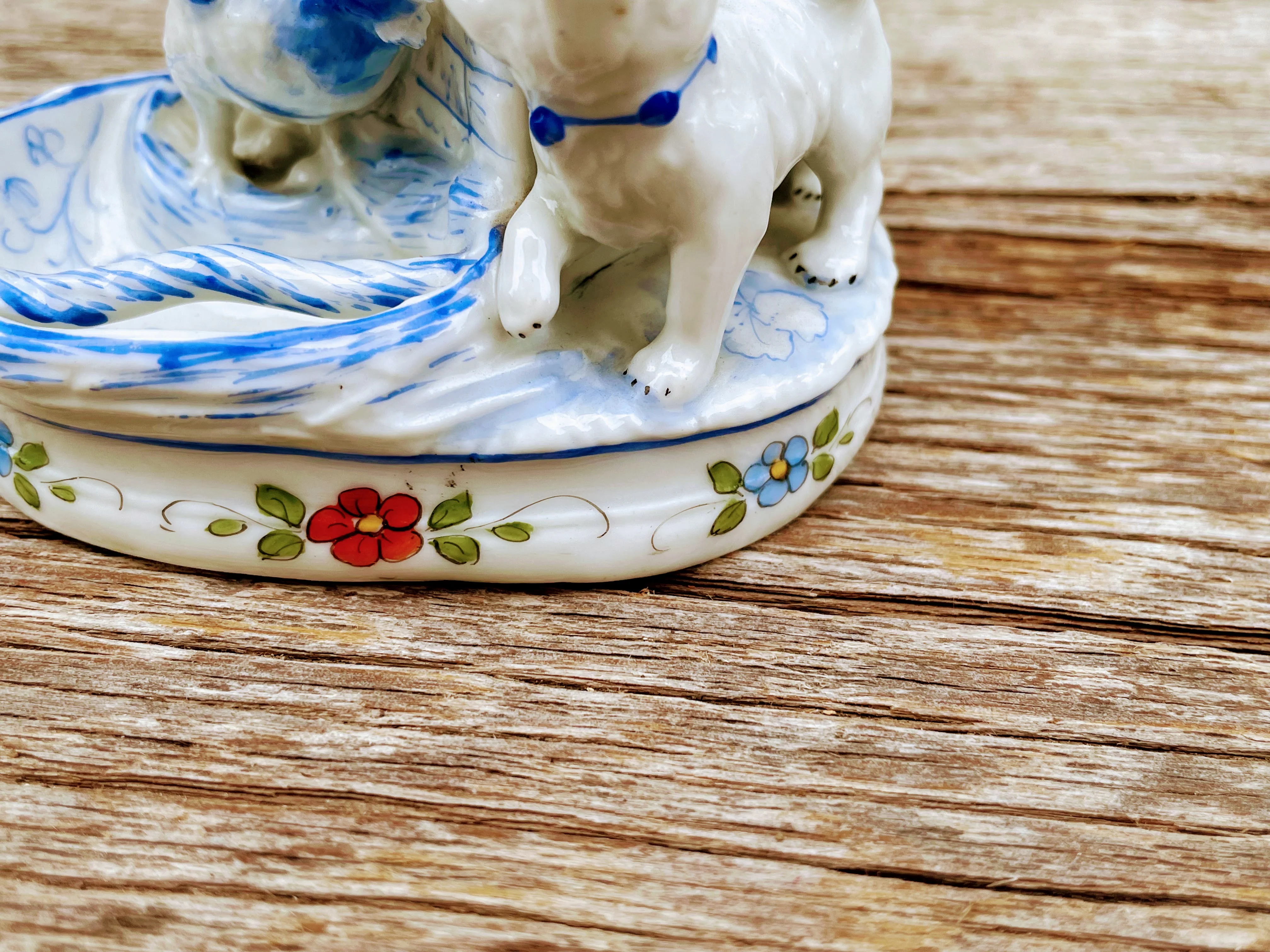 Victorian Porcelain Germany Match Holder Puppy Chicken By Conte & Boehme - Image 3