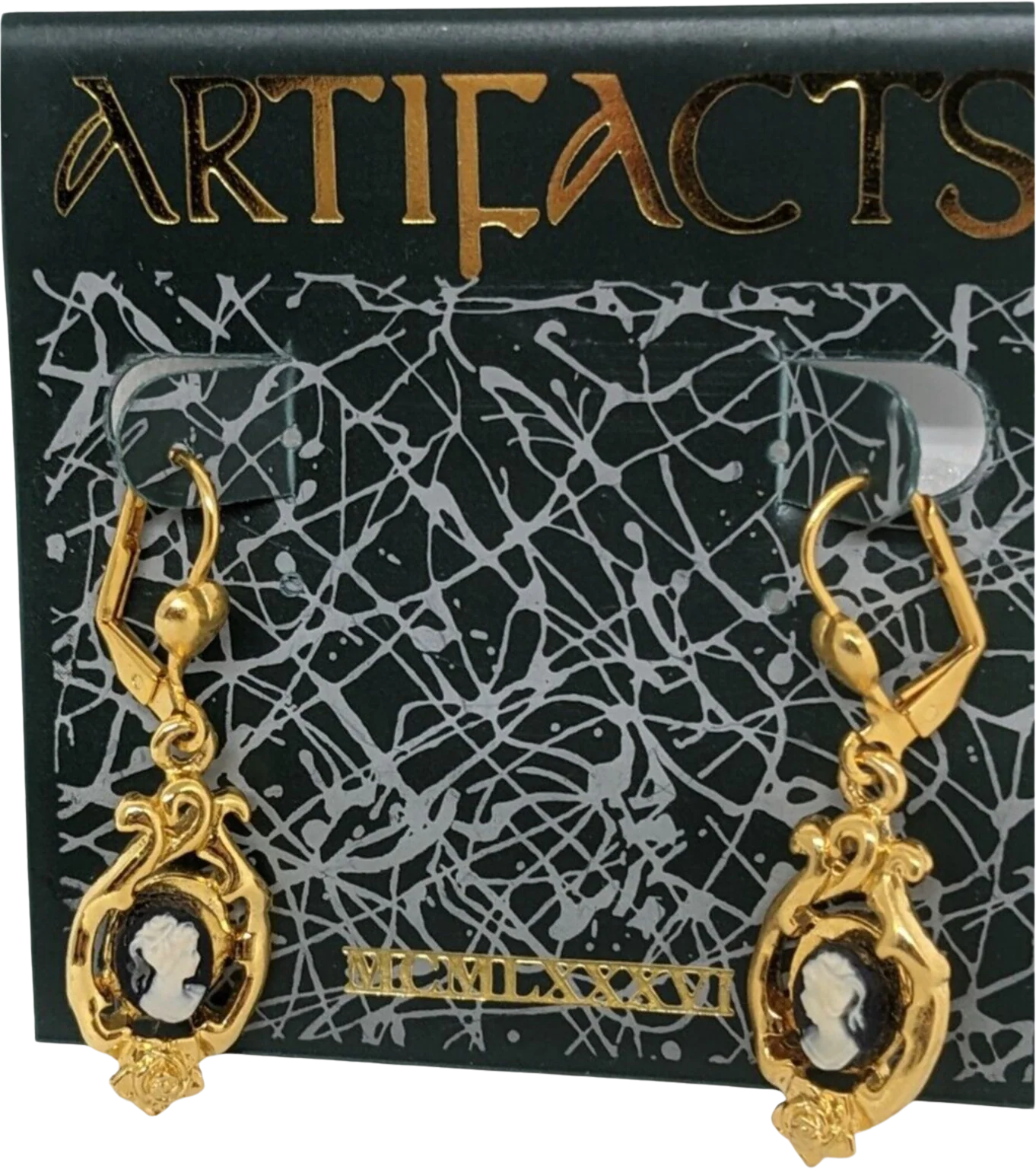 Victorian Style Cameo Dangle Pierced Earrings Artifact by JJ