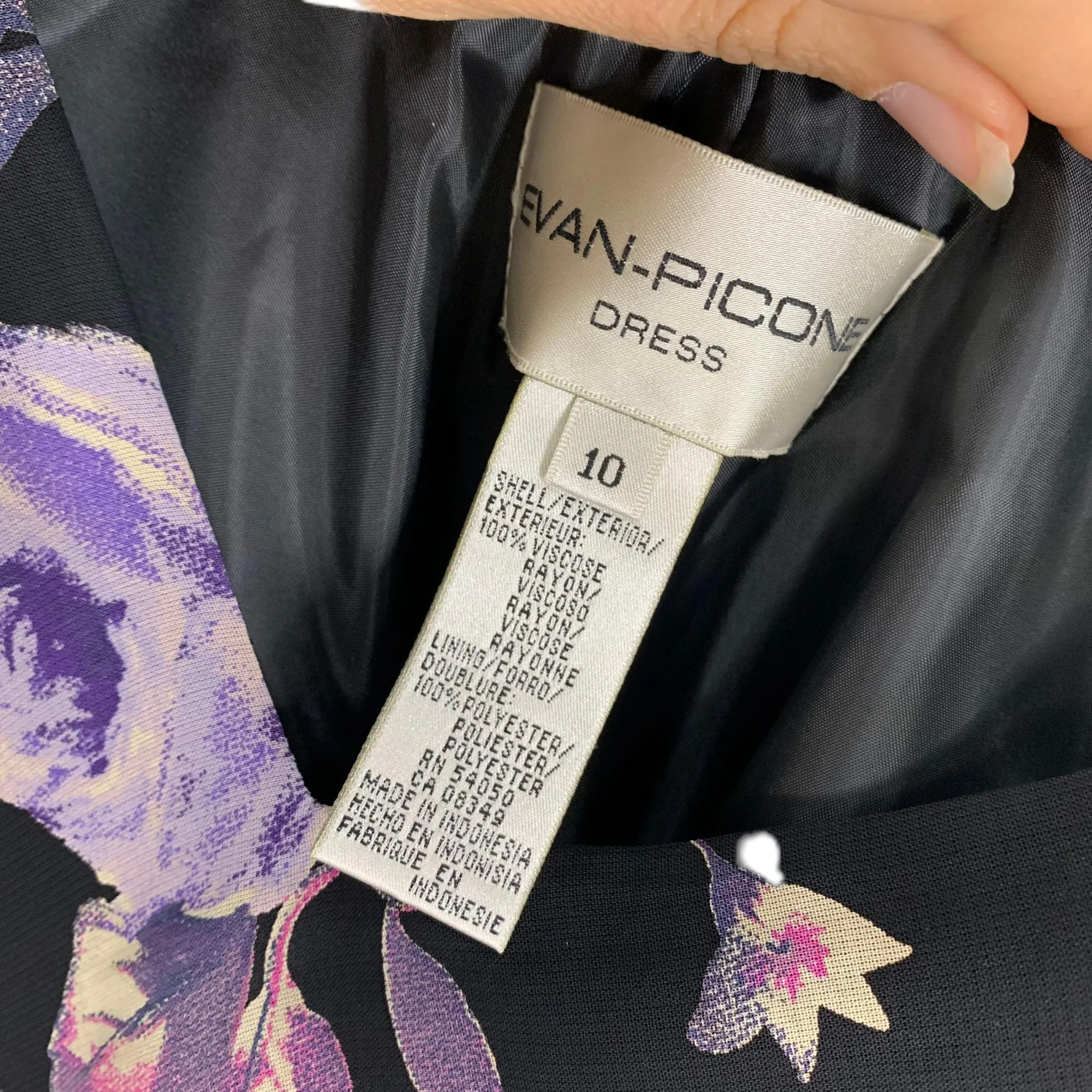 Vintage 00s Black Purple Floral Sleeveless Below Knee Dress - Image 5