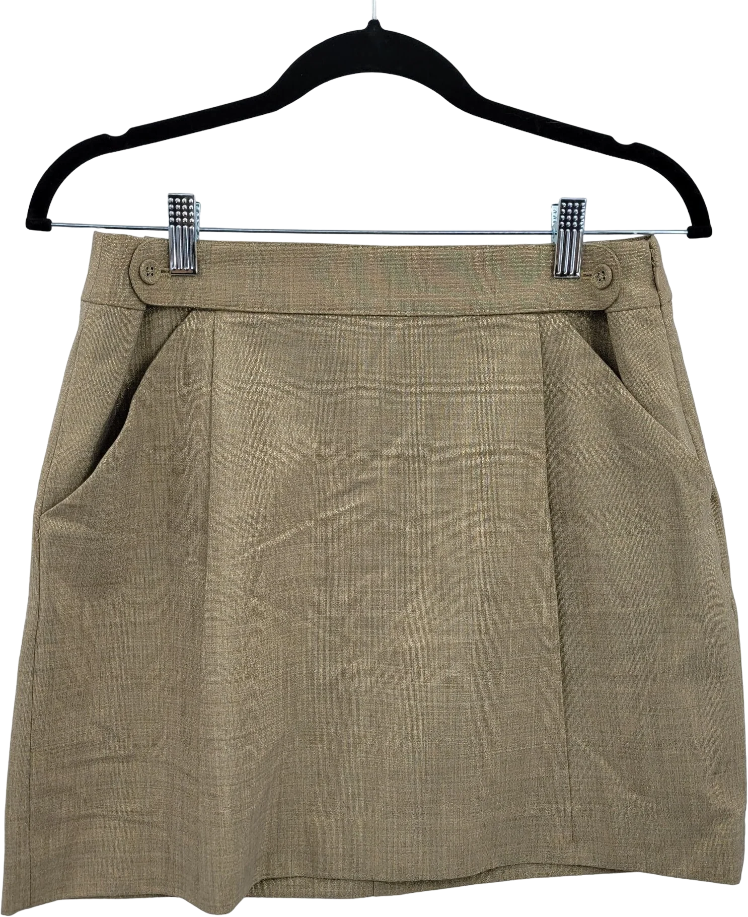 Vintage 00s Body by Victoria Skirt Mini A-Line Pleated Metallic Gold 6 Academia by Victoria's Secret