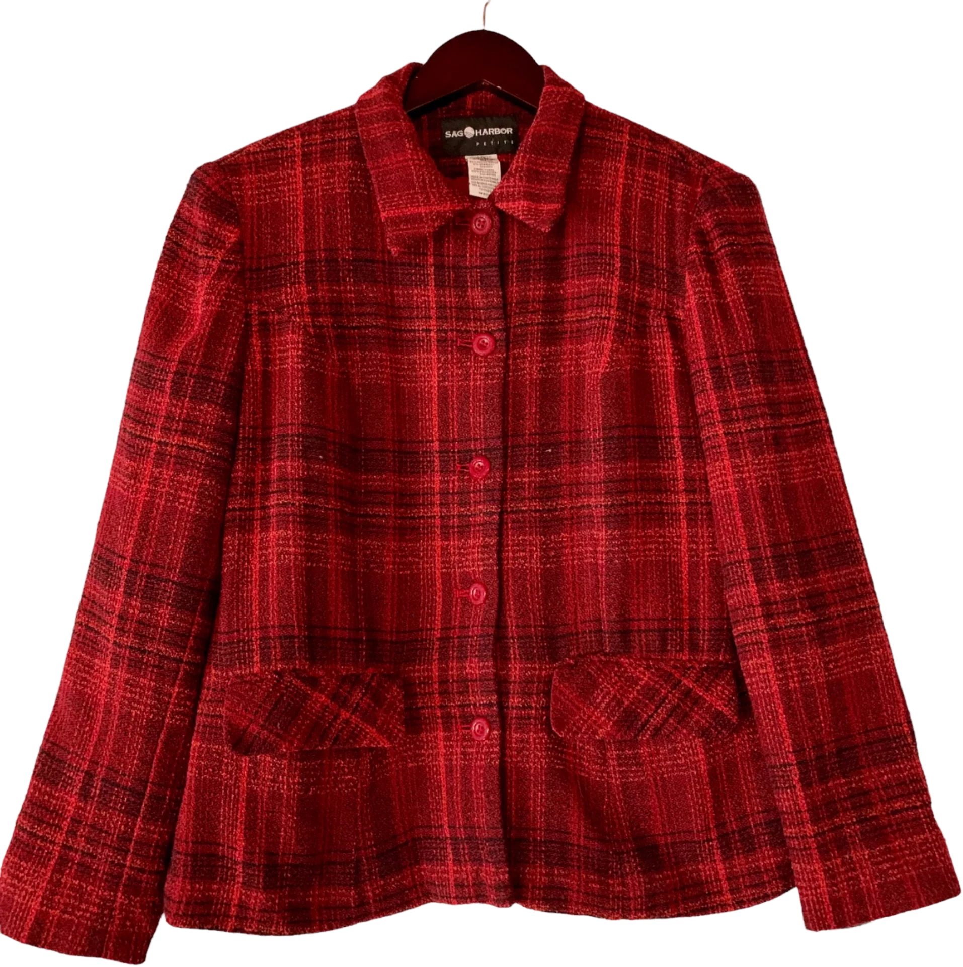 Vintage 00s Boucle Tweed Blazer 6 Petite Plaid Jacket Clueless by Sag Harbor
