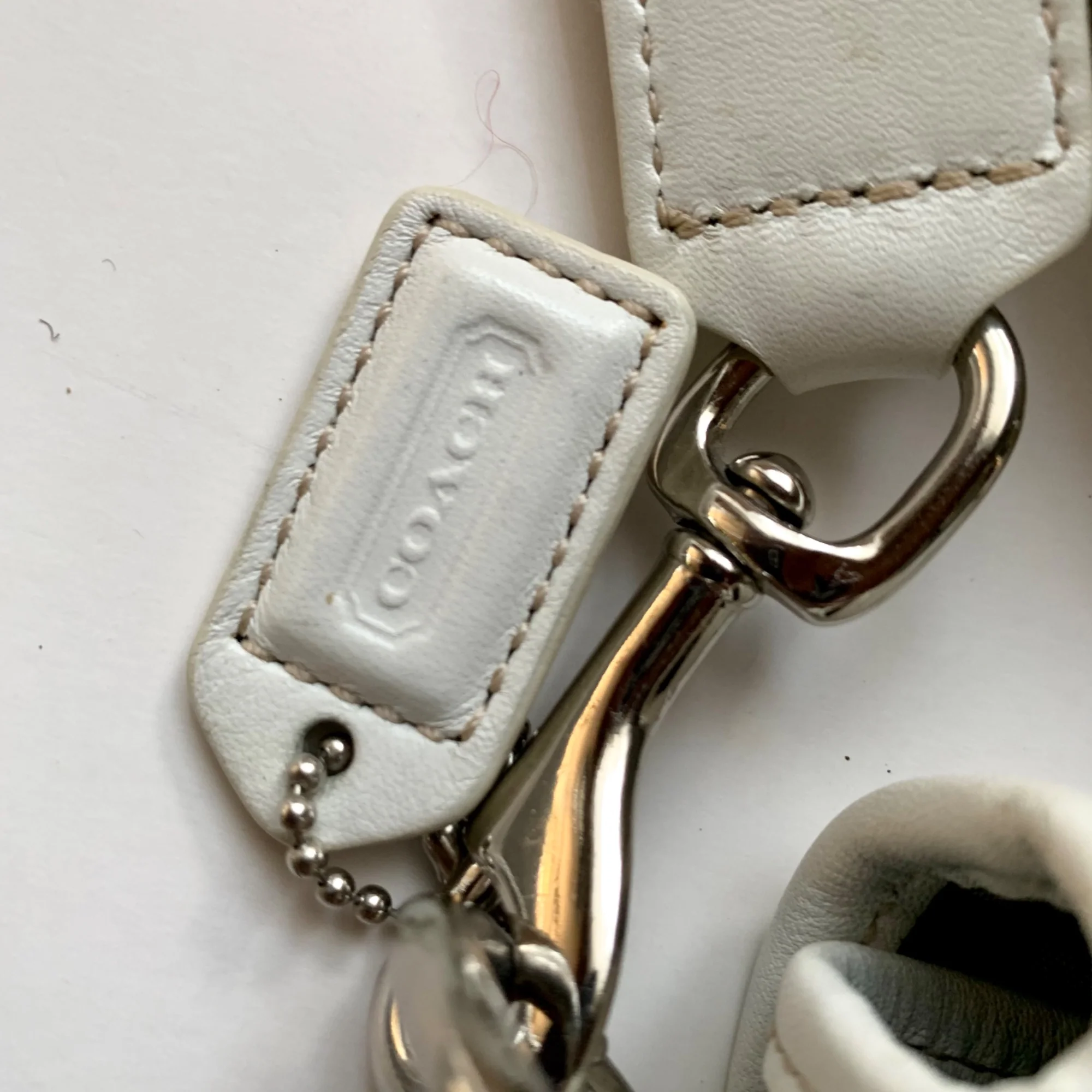 Vintage 00s Crossbody White Leather Canvas Web Strap Snap Flap Logo Lining by Coach - Image 5