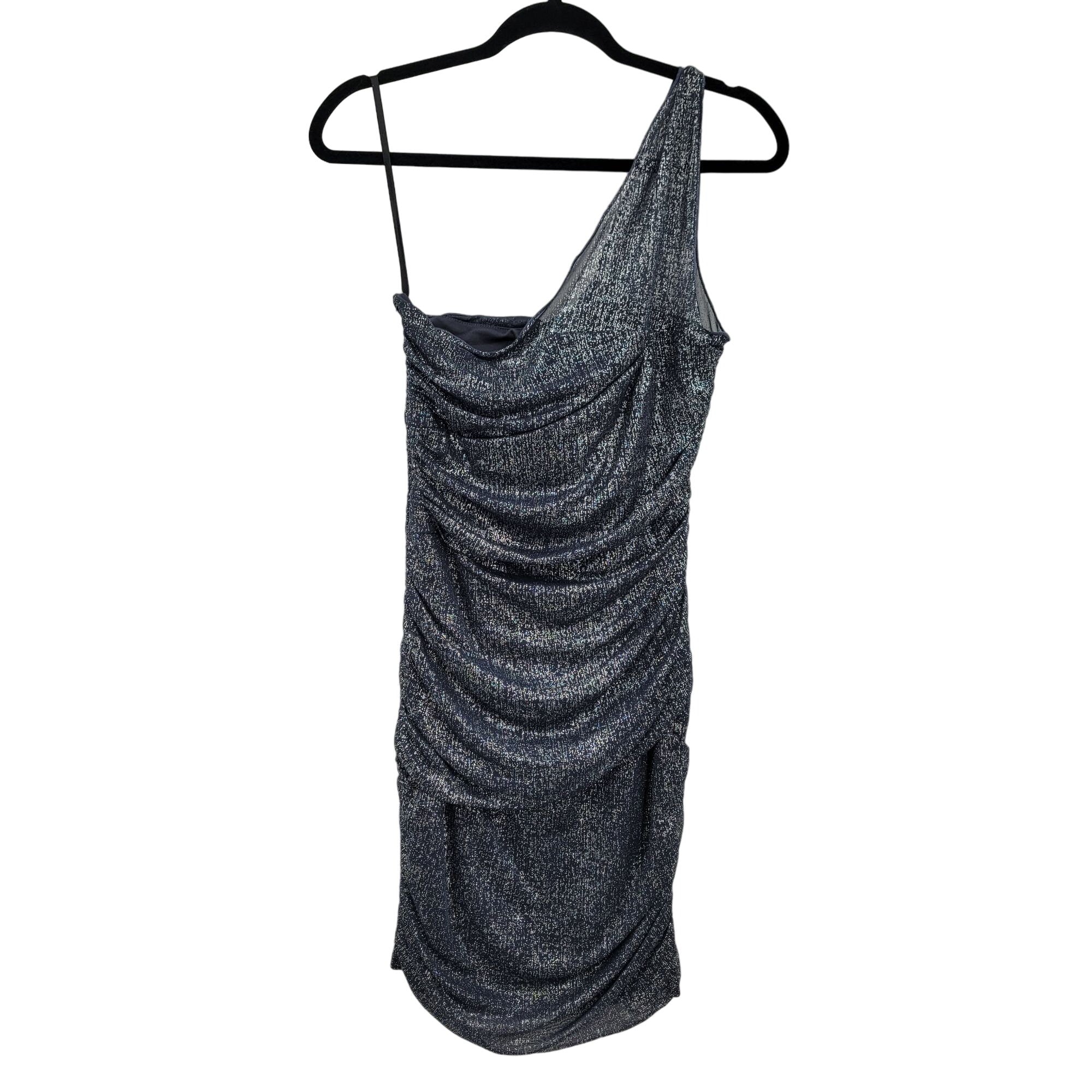 Vintage 00s Fredrick's of Hollywood Dress One Shoulder Ruched Bodycon Sparkle by Fedrick's Of Hollywood - Image 7