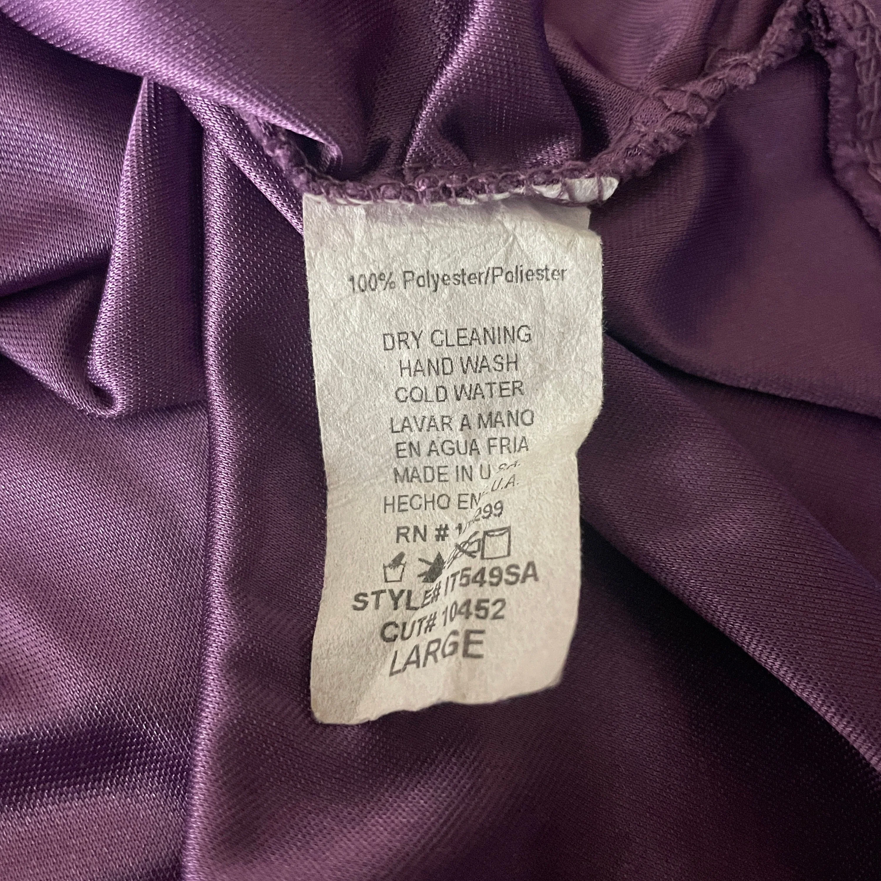 Vintage 00s Goth Purple Liquid Satin Lace Coffin Draped Camisole Cami Top Size L - Image 8