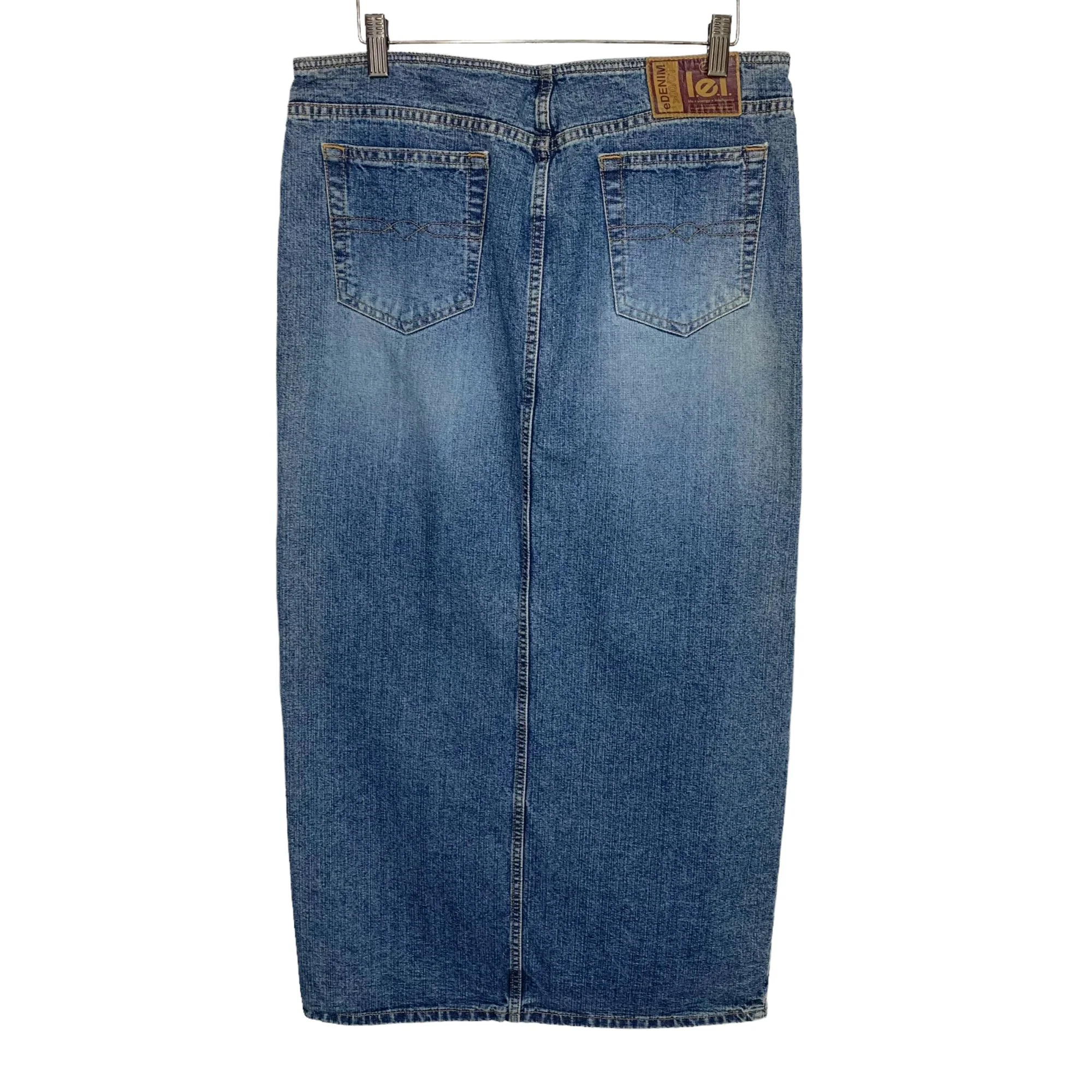 Vintage 00s Lei Blue Denim Low Rise Full Length Straight Skirt by Lei - Image 2