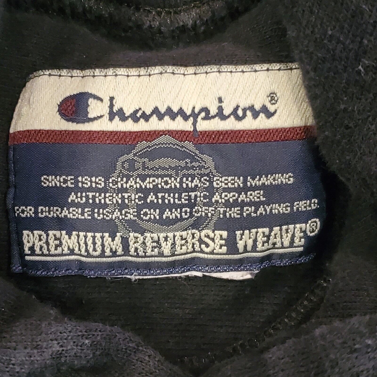 Vintage 00s Reverse Weave Black Hoodie Hooded Sweatshirt Sz Small by Champion - Image 8
