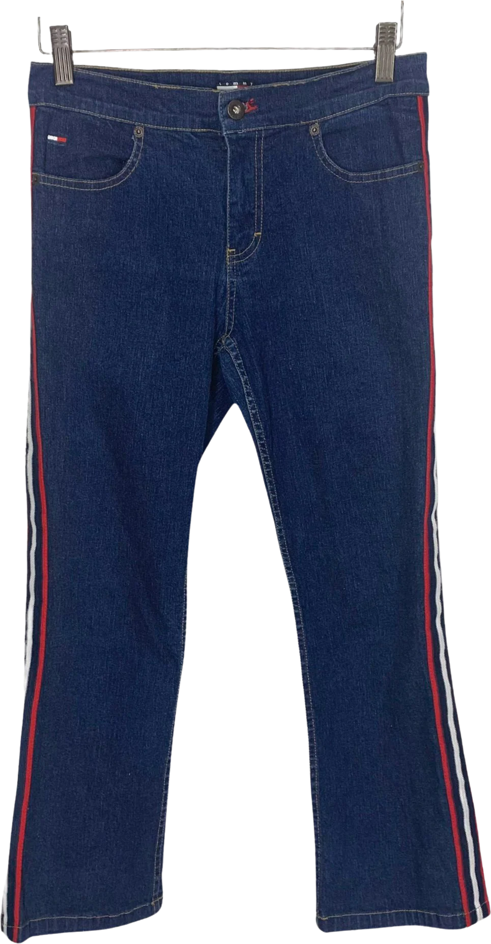 Vintage 00s Side Stripe Blue Cropped Jeans Size 5 by Tommy Hilfiger