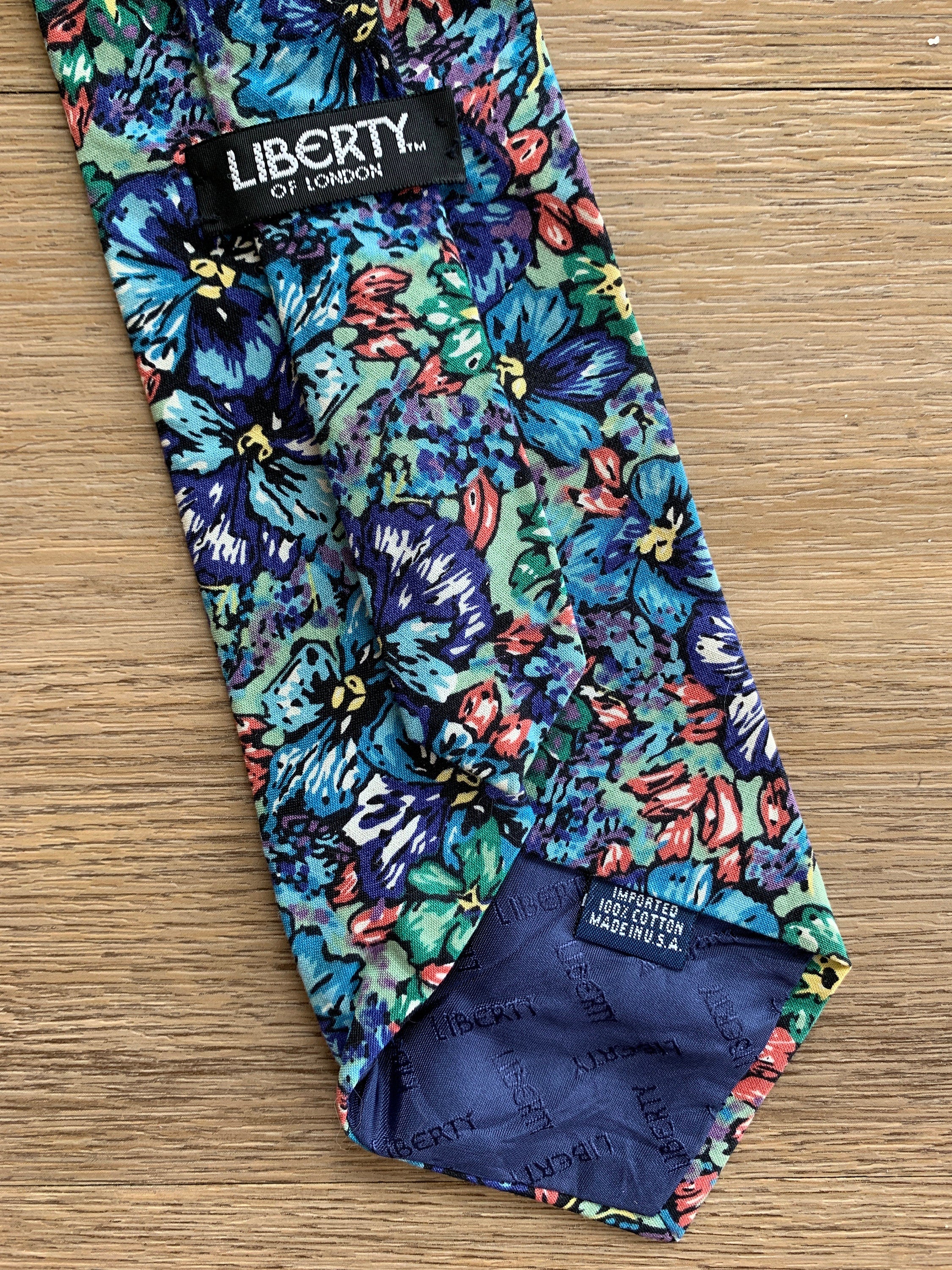 Vintage 100% Cotton Floral Necktie Tie by Liberty of London - Image 4