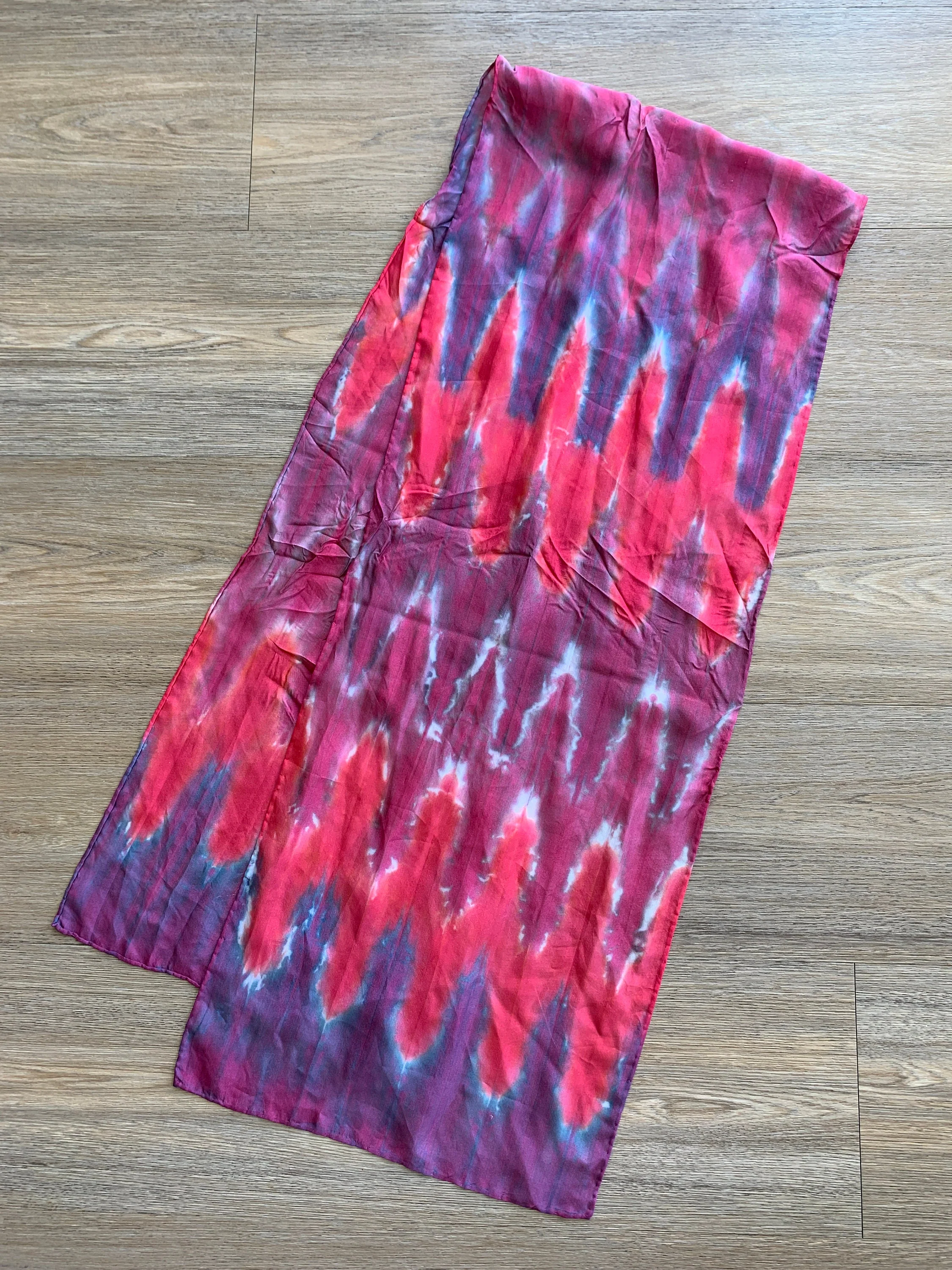 Vintage 100% Silk Hand Dyed Large Scarf Headscarf - Image 2