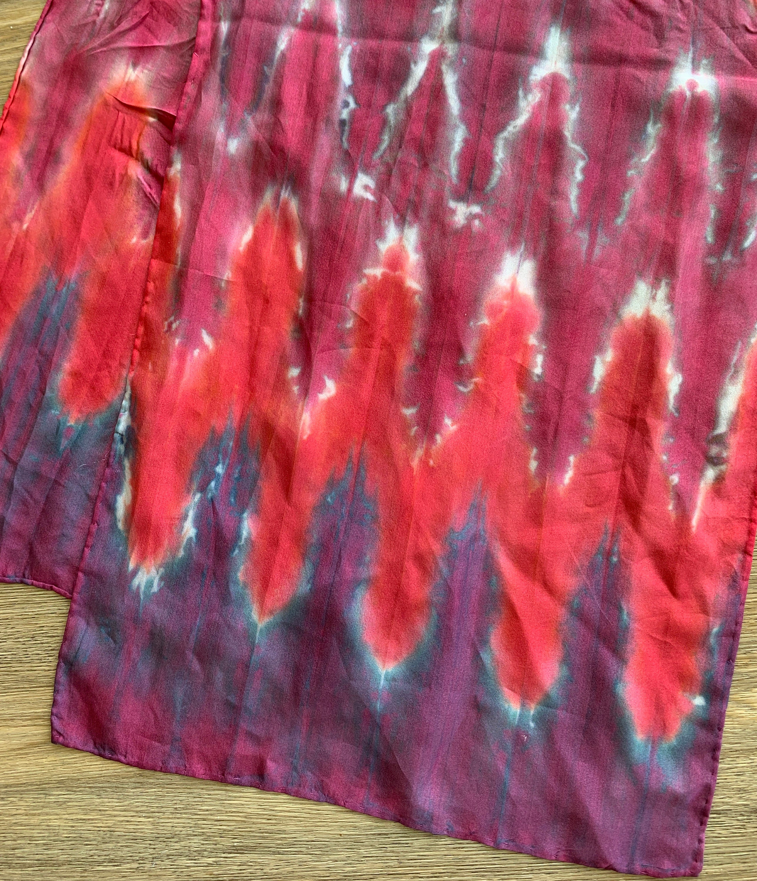 Vintage 100% Silk Hand Dyed Large Scarf Headscarf - Image 3